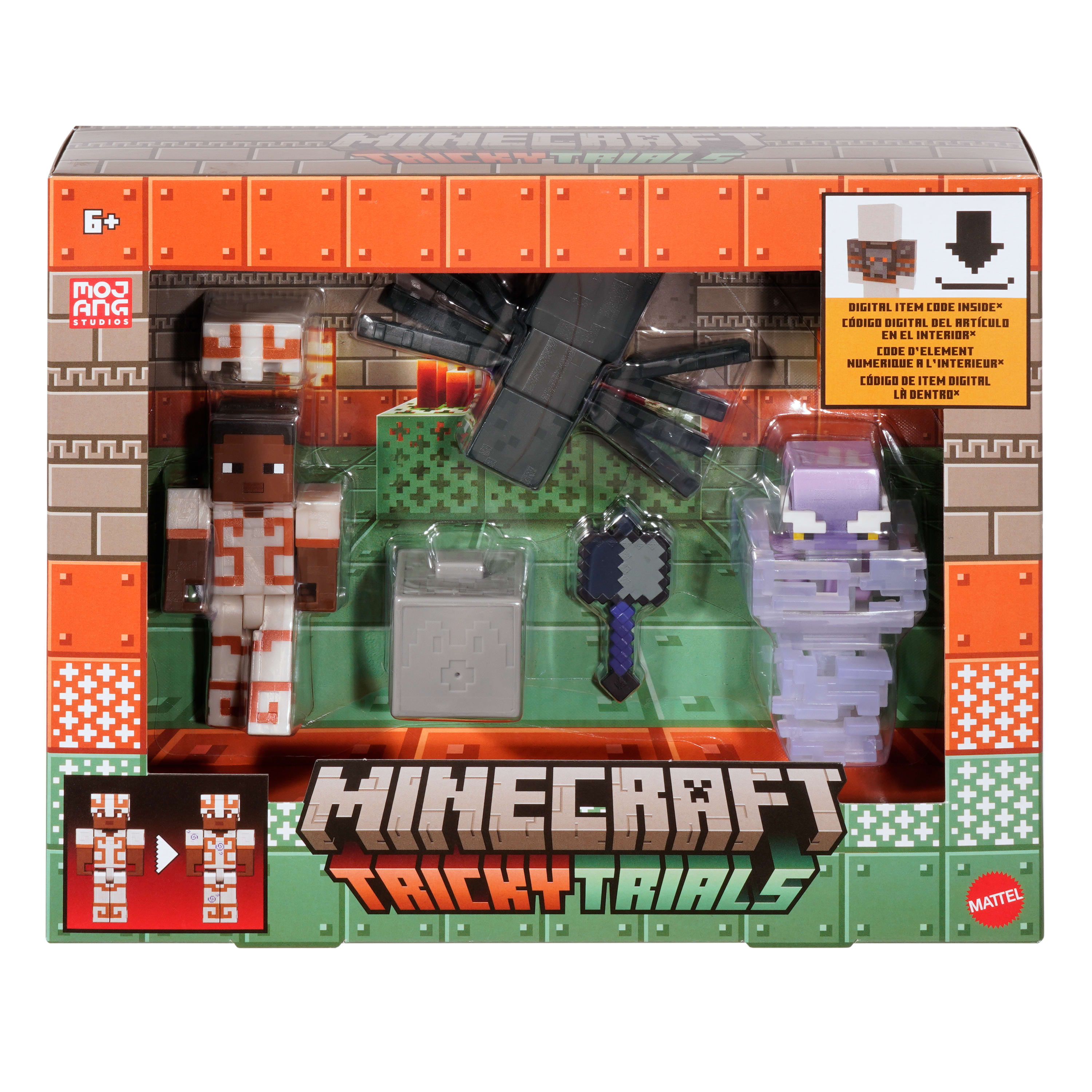 Minecraft 3.25" Figürler Hikaye Paketi, 3 aksiyon figürü, 2 aksesuar ve renk değişimi özelliği, 8 cm'lik oyuncak