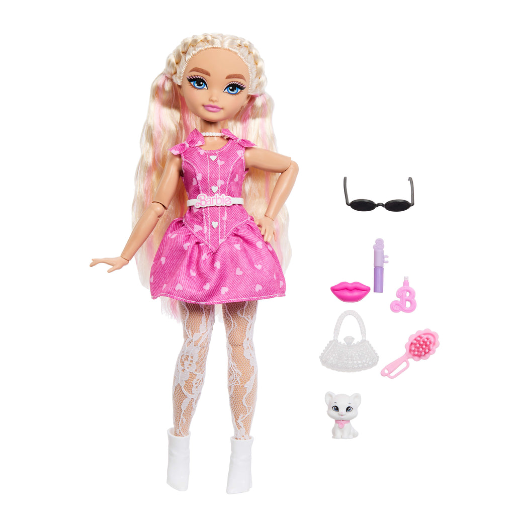 Eklemleri bükülebilen Barbie Dream Besties Barbie "Malibu" bebek ve aksesuarlar, temaya uygun parçalar