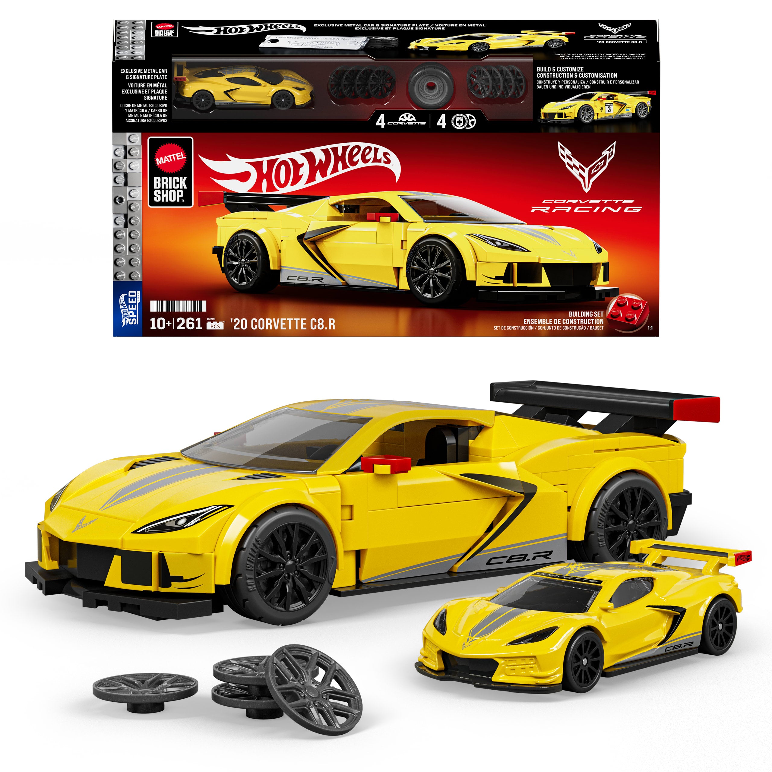 Mattel Brick Shop Hot Wheels '20 Corvette C8.R Yapım Seti (261 Parça)