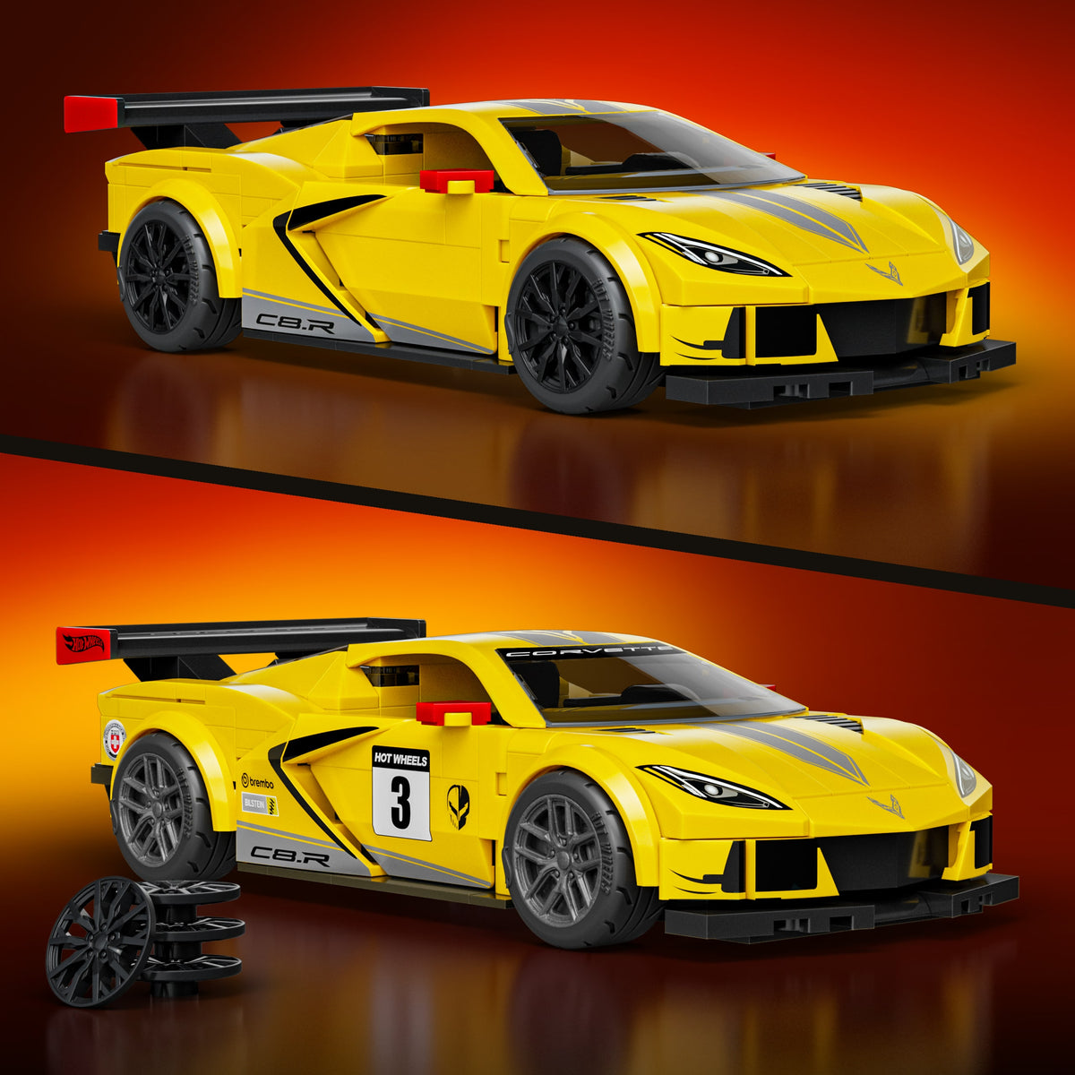 Mattel Brick Shop Hot Wheels '20 Corvette C8.R Yapım Seti (261 Parça)