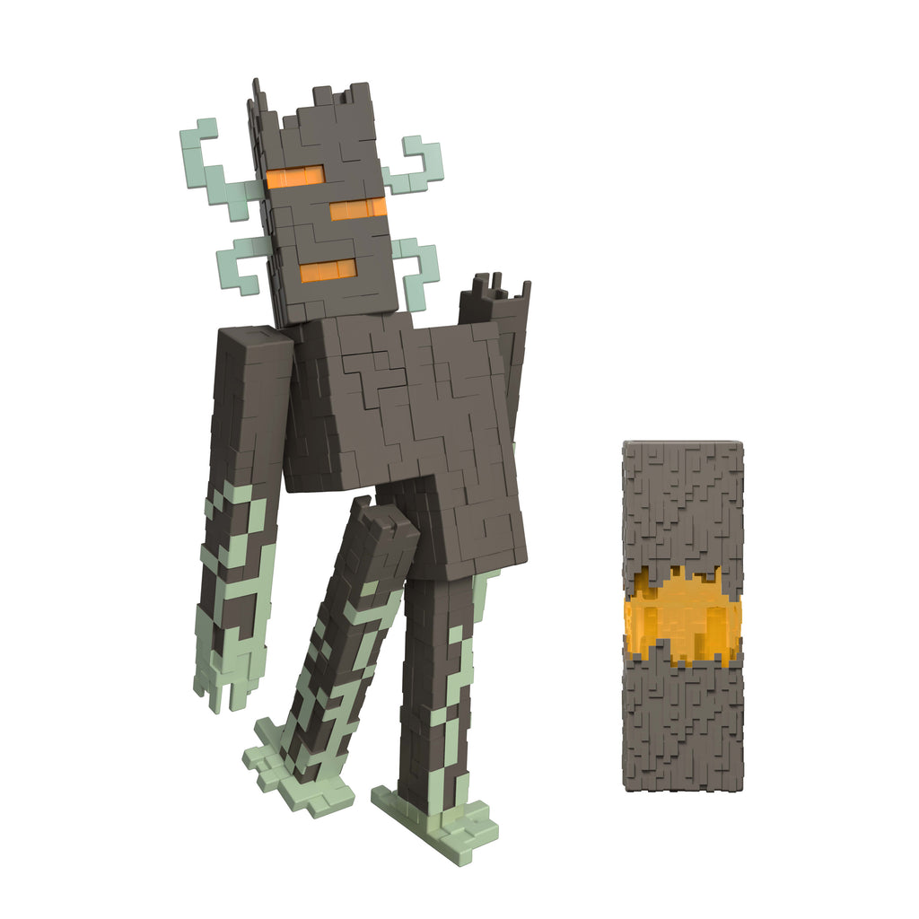 Etkileşimli ışıklar, sesler ve aksesuarı ile koleksiyona uygun 20 cm'lik Minecraft Creaking aksiyon figürü
