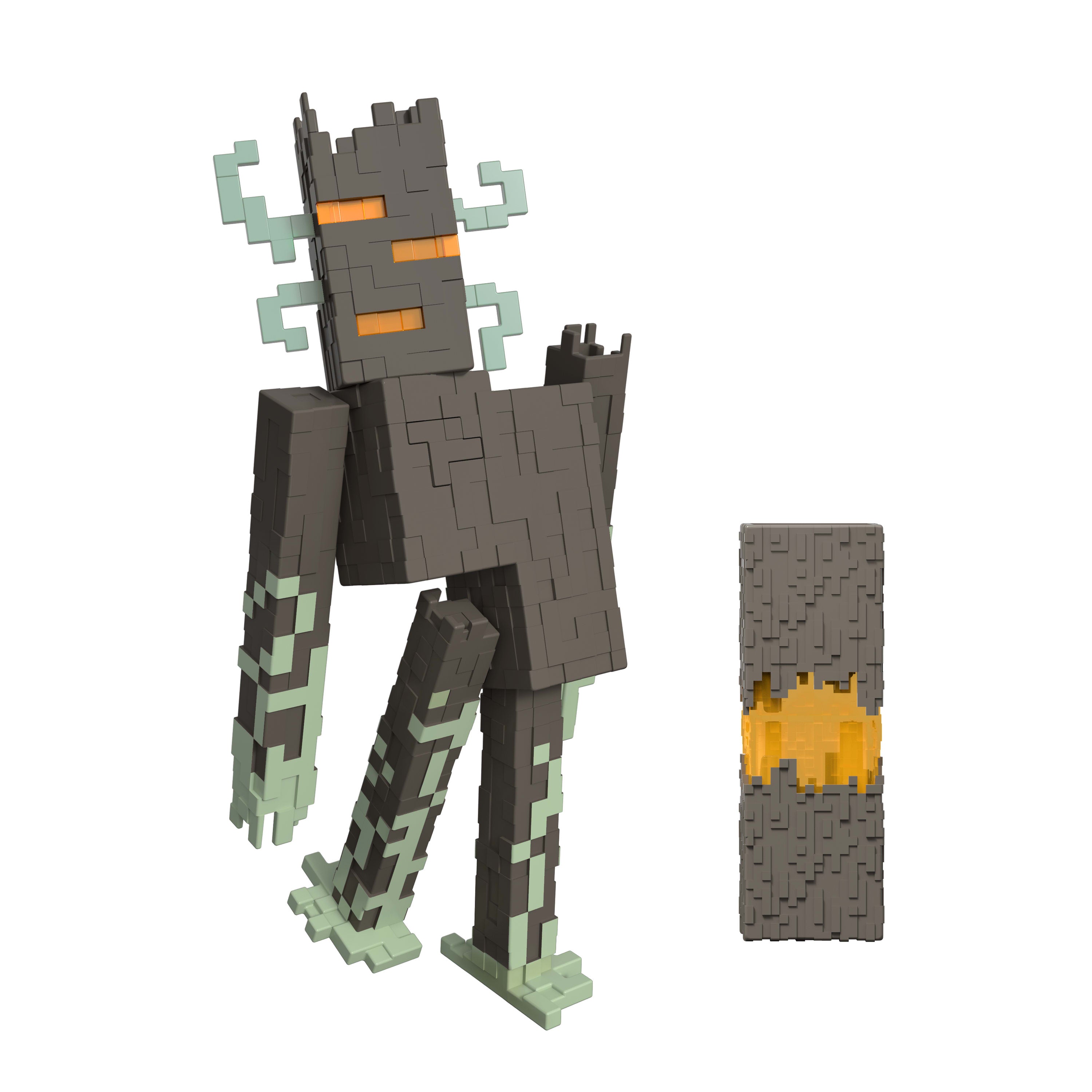 Etkileşimli ışıklar, sesler ve aksesuarı ile koleksiyona uygun 20 cm'lik Minecraft Creaking aksiyon figürü