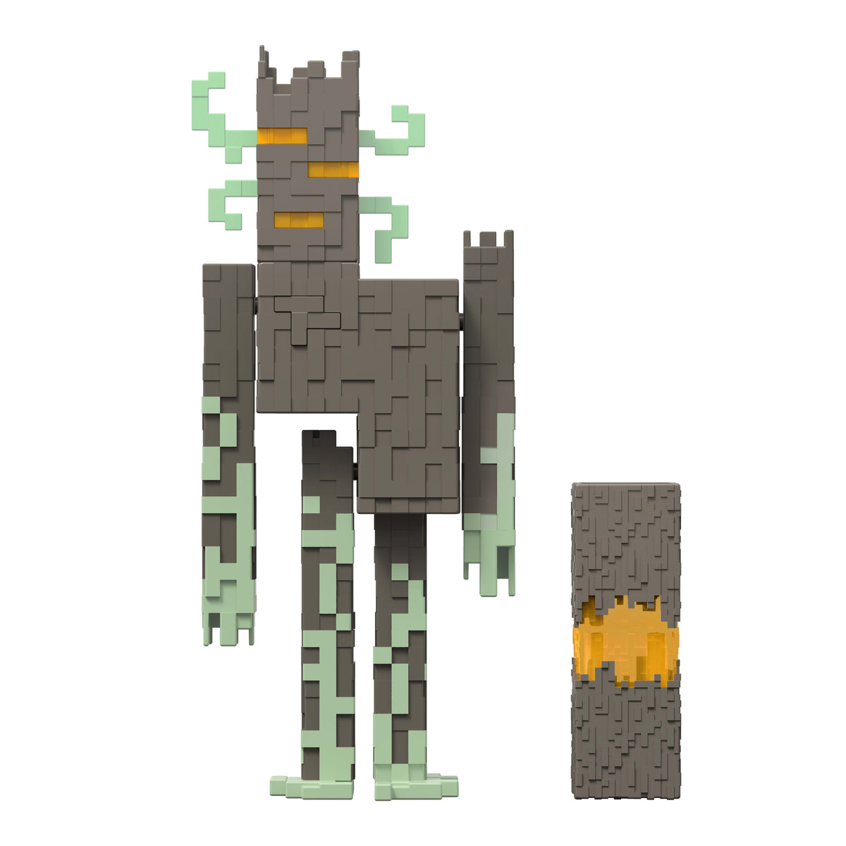 Etkileşimli ışıklar, sesler ve aksesuarı ile koleksiyona uygun 20 cm'lik Minecraft Creaking aksiyon figürü