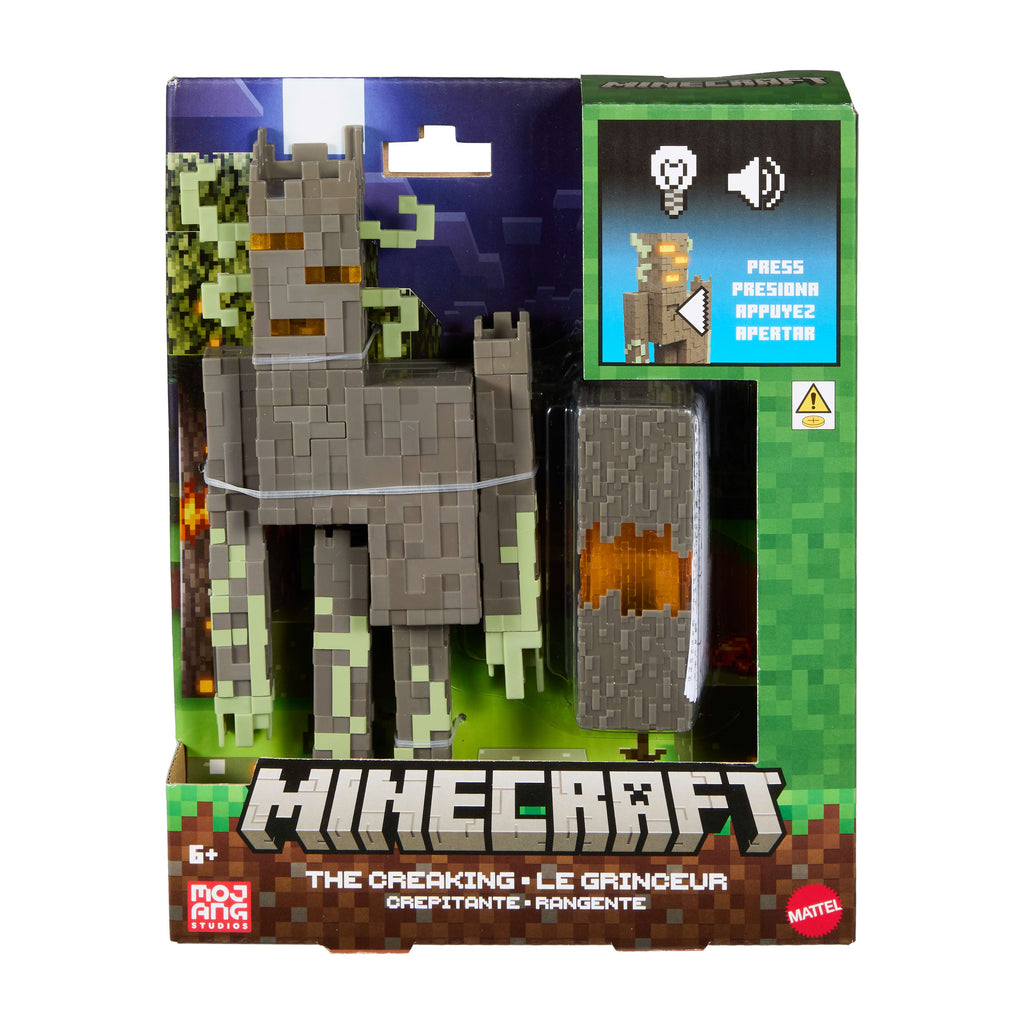 Etkileşimli ışıklar, sesler ve aksesuarı ile koleksiyona uygun 20 cm'lik Minecraft Creaking aksiyon figürü