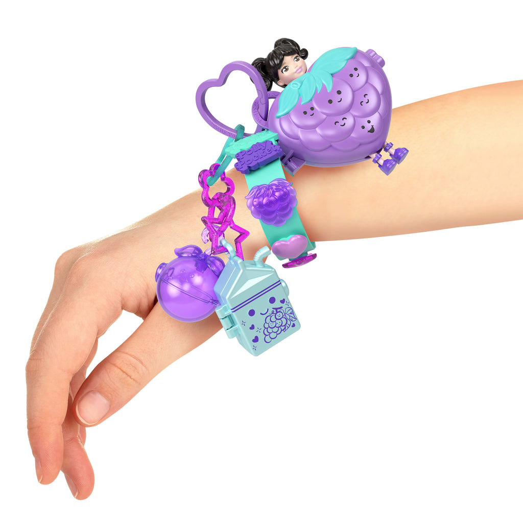 Polly Pocket bebekler ve evcil hayvanlar, bileklik süsleme kiti, kıyafetler ve anahtarlık aksesuarları, giyilebilir kompakt çanta
