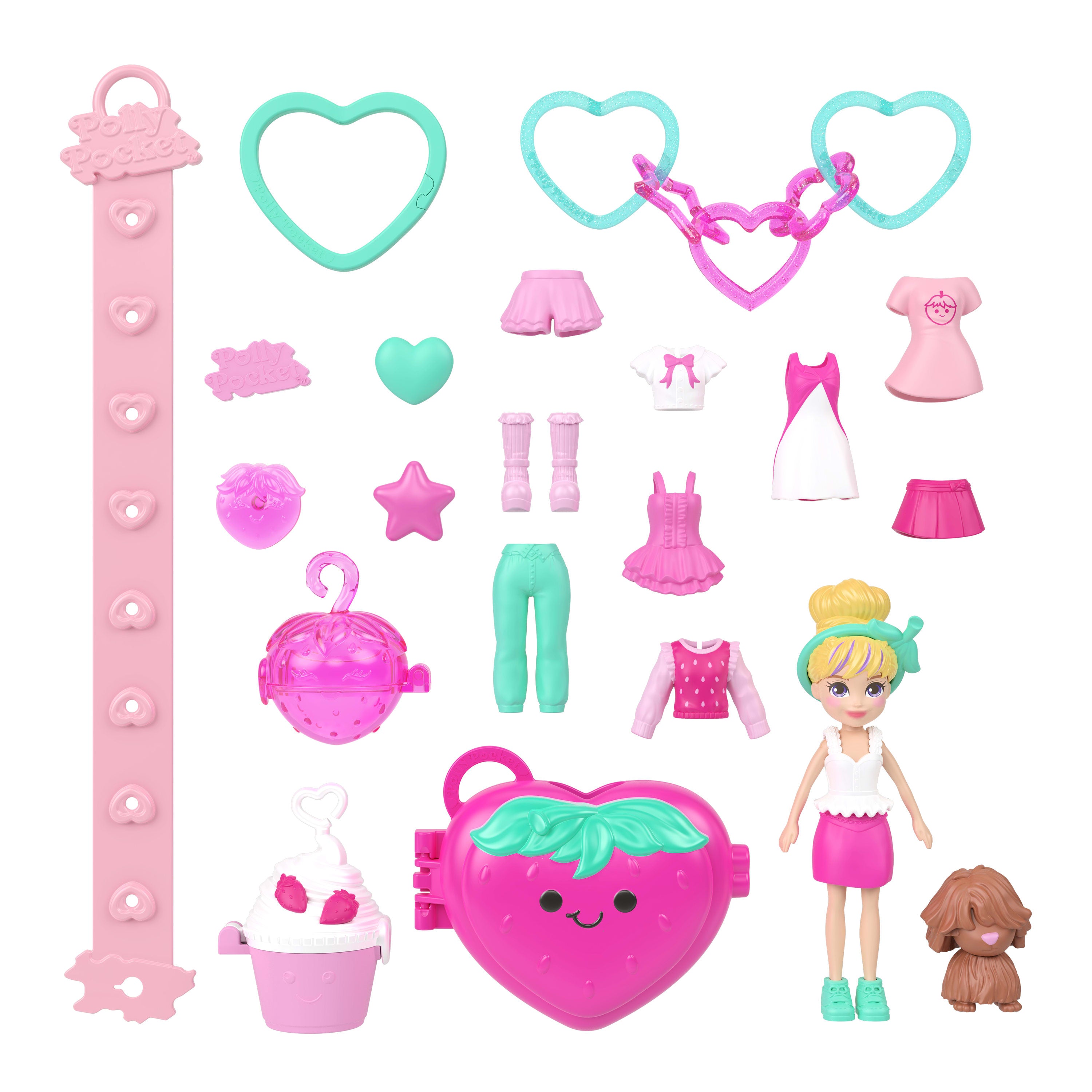 Polly Pocket Bebek ve Evcil Hayvanlar Bileklik Tarzı Set (Giyilebilir Kompakt)