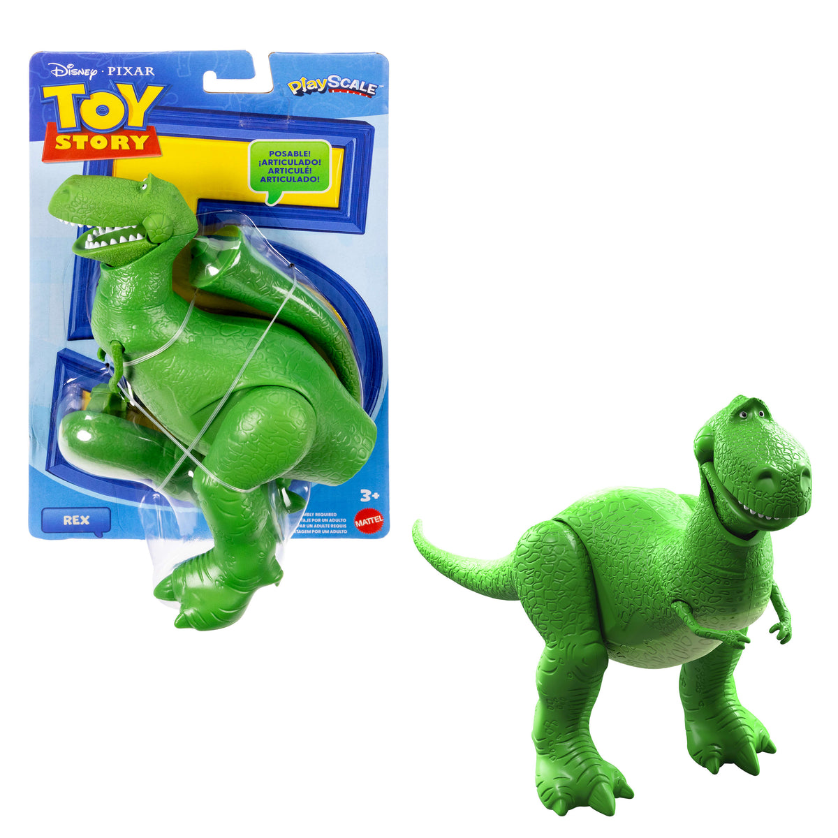 8 bükülebilir eklemi olan ve oyunlar için ideal boyutlu 18 cm'lik Disney Pixar Toy Story 5 Rex Aksiyon Figürü
