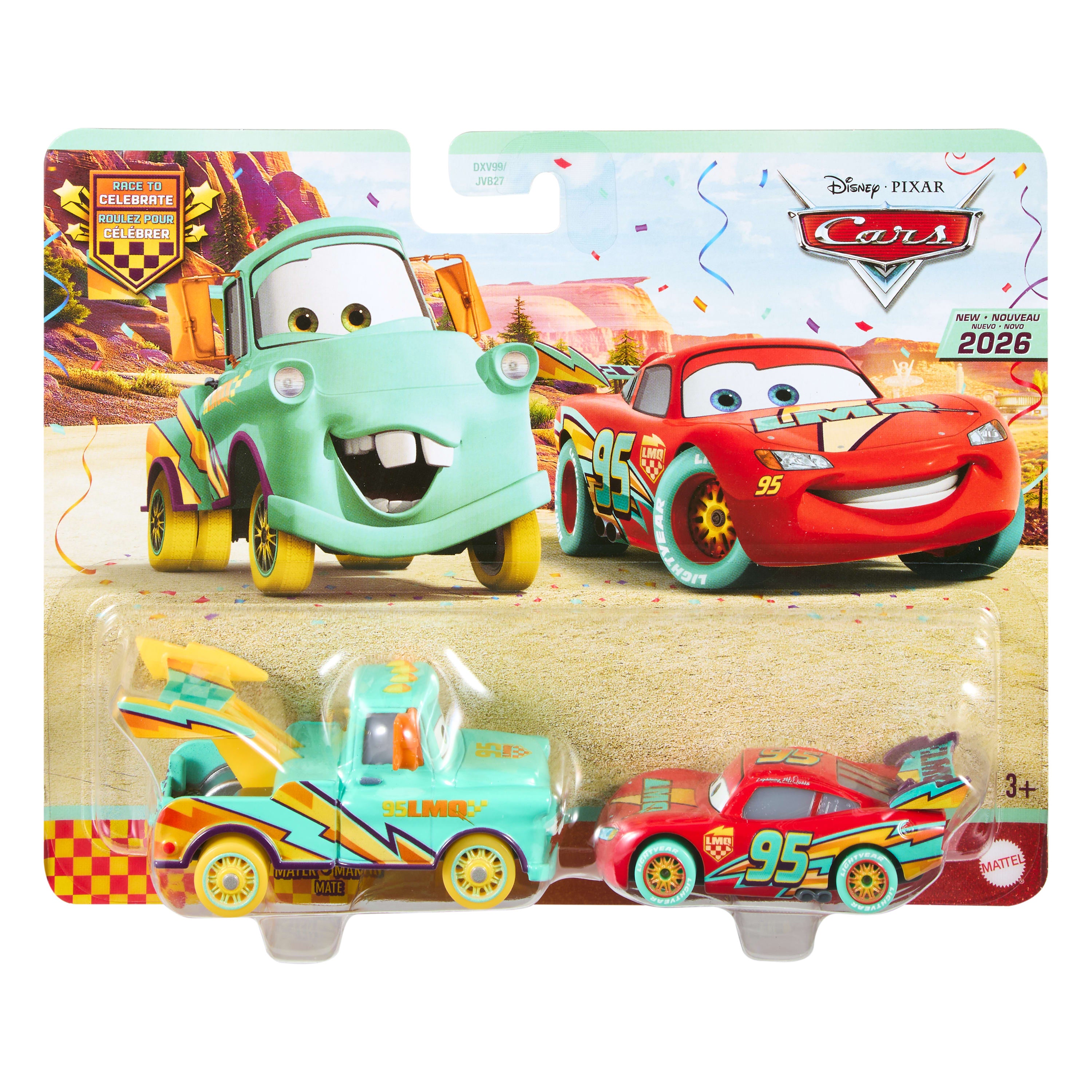 Disney Pixar Arabalar 1:55 İkili Araç Seti (Şimşek McQueen & Mater, Karışık)
