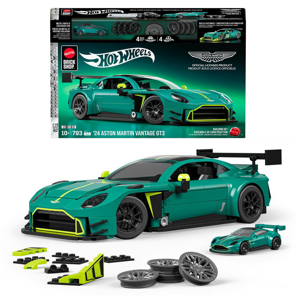 Mattel Brick Shop Hot Wheels '24 Aston Martin Vantage GT3 Yapım Seti