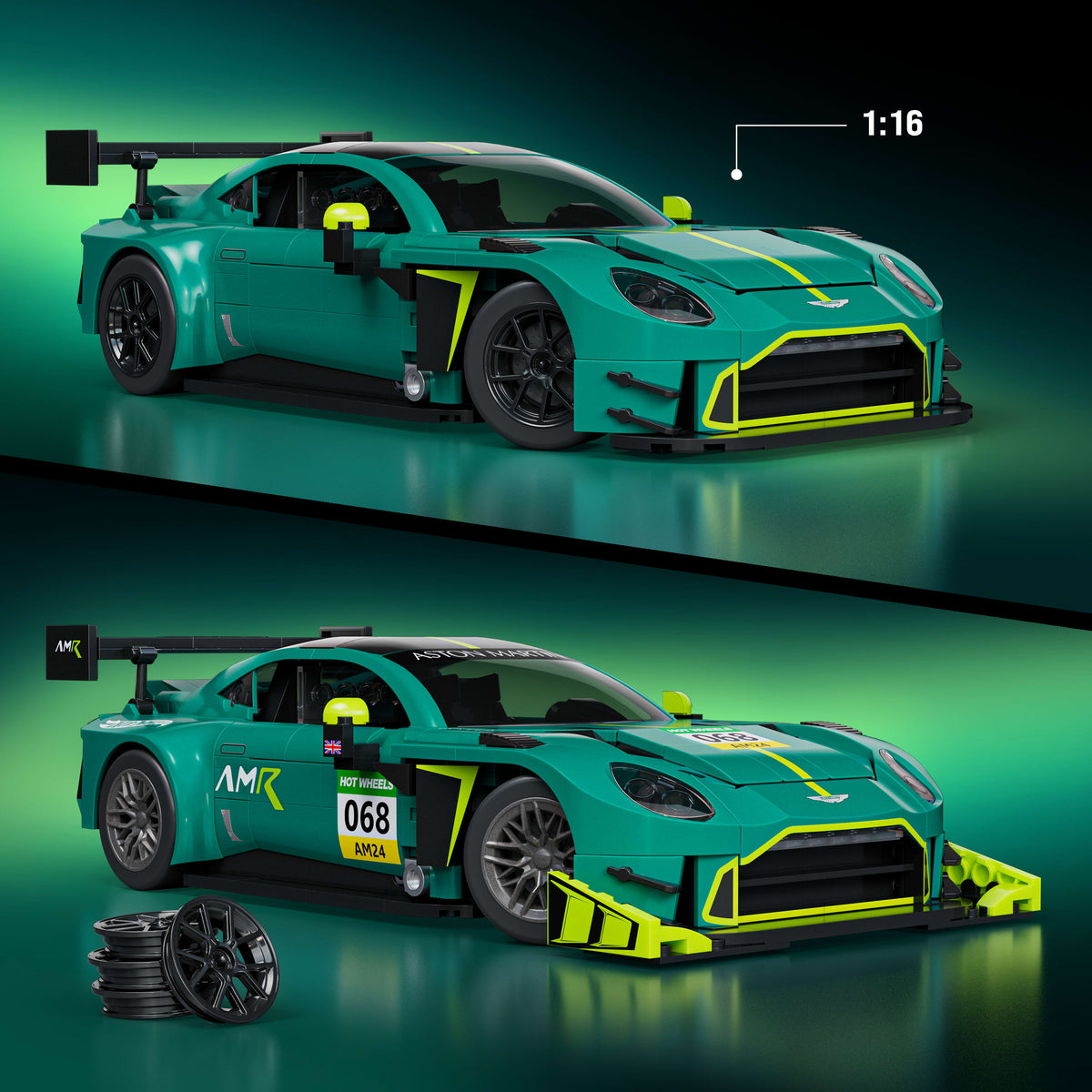 Mattel Brick Shop Hot Wheels '24 Aston Martin Vantage GT3 Yapım Seti