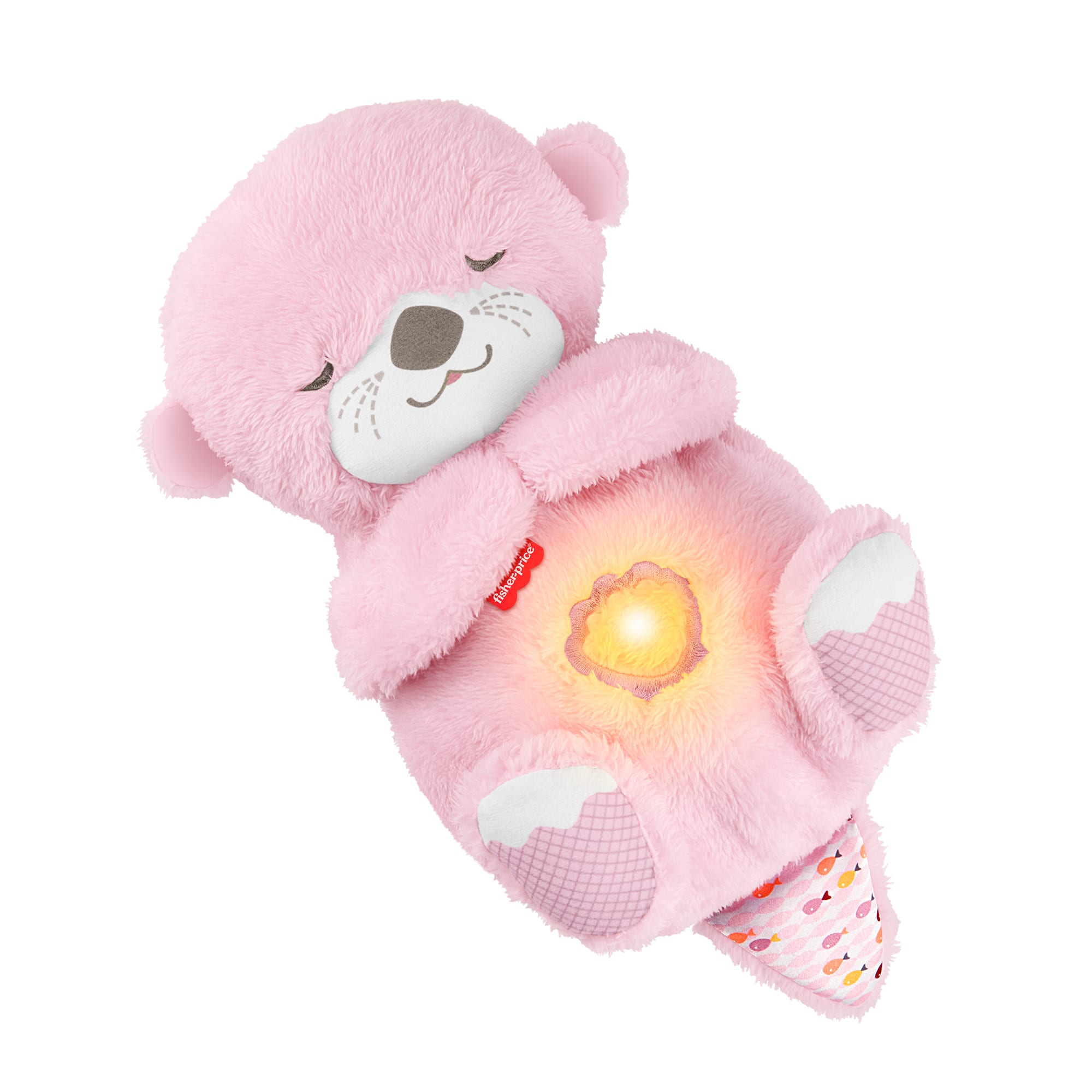 Uyku Arkadaşı Su Samuru, nefes alıp verir gibi hareket eden pembe peluş bebek oyuncağı ve ses makinesi