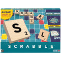 Scrabble aileyle oynanan kelime bulmalı kutu oyunu; ahşap taşlar, taş tahtaları ve iki oyun seçeneği, Türkçe