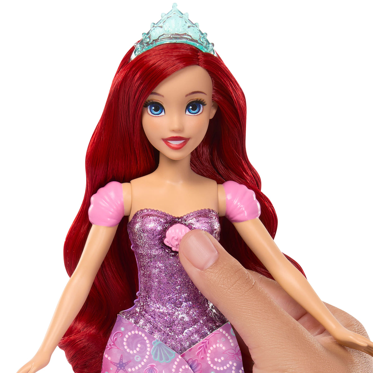 İnsandan deniz kızına dönüşen Disney Prensesi Ariel bebek, Flounder figürü ve 2 aksesuar