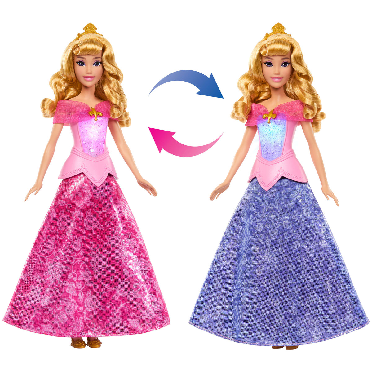 Elbisesi pembeden maviye dönüşen ve ışıldayan Disney Prensesi Aurora bebek