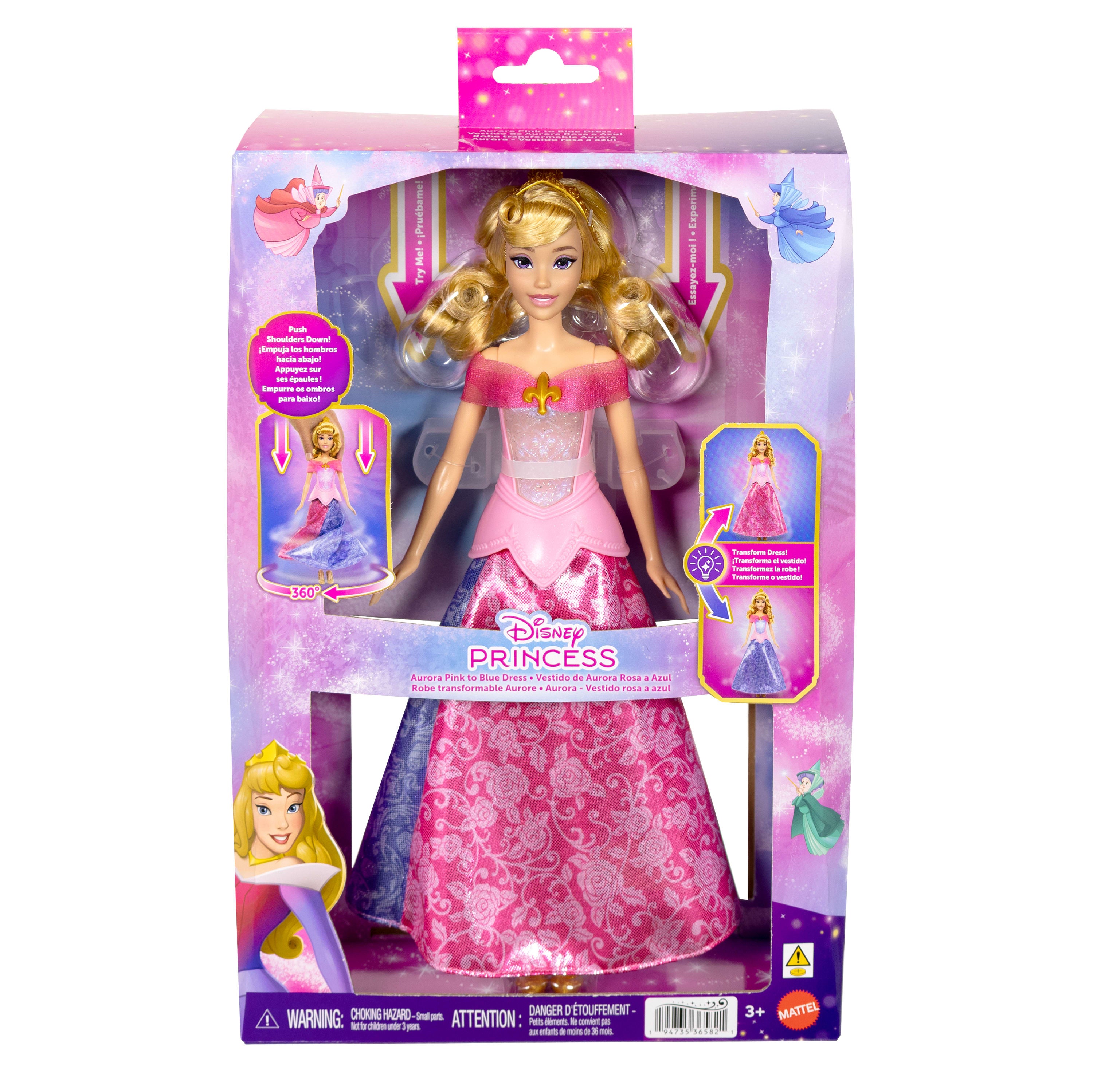 Elbisesi pembeden maviye dönüşen ve ışıldayan Disney Prensesi Aurora bebek