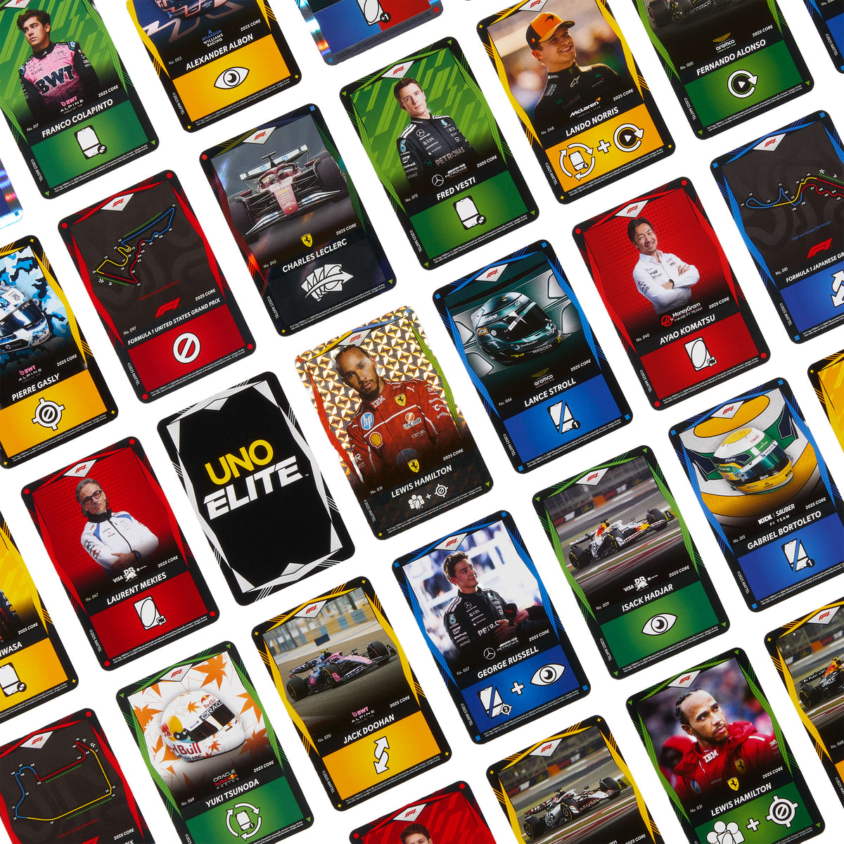 UNO Elite F1 Kartlar - Başlangıç Paketi Kart Oyunu, 4 Ek Kart Paketi ve 2 Özel Kart