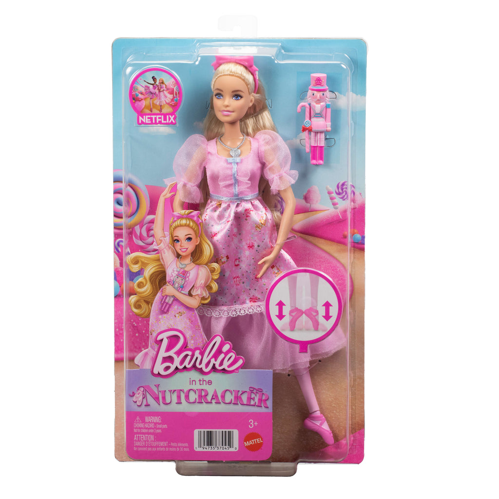 Eklemli ayak bileklerine sahip Barbie Fındıkkıran Balesinde Clara Balerin bebek, fındıkkıran oyuncağı dahildir