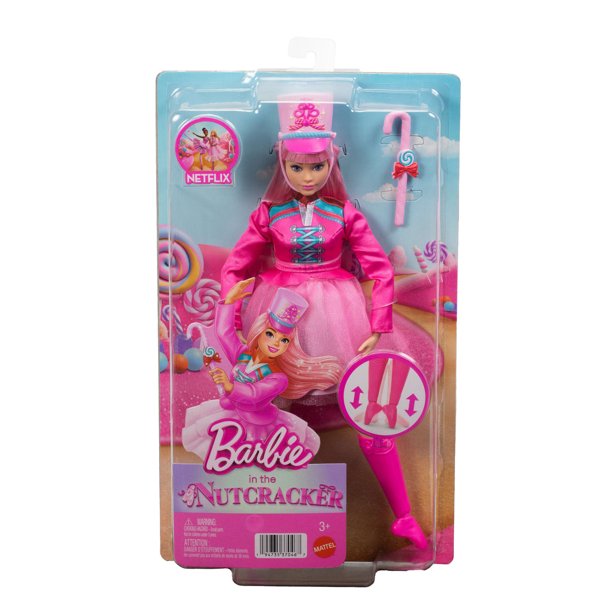 Eklemli ayak bileklerine sahip Barbie Fındıkkıran Balesinde Daisy Balerin bebek ve baston şeker oyuncağı
