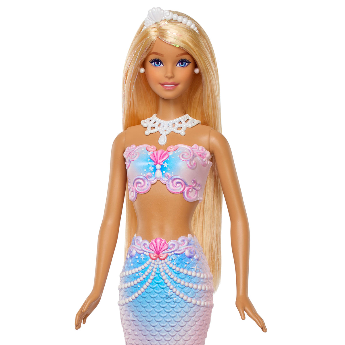 Baloncuk solüsyonu ve tarağı ile baloncuk yapma özellikli Barbie Baloncuk Işıltısı Deniz Kızı bebek