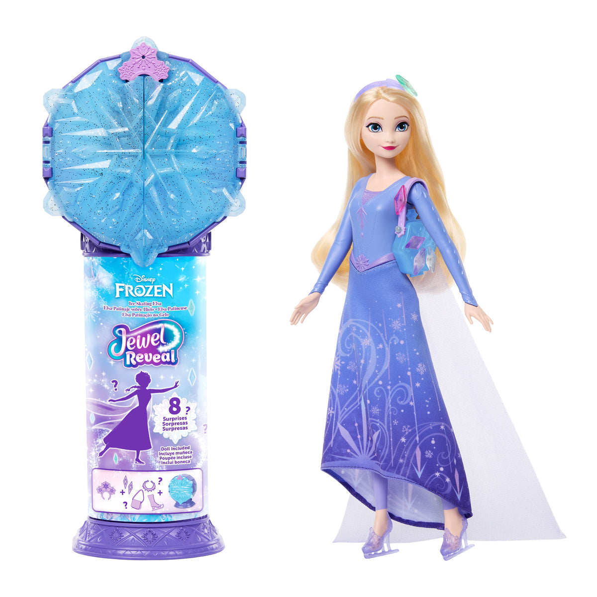 Disney Karlar Ülkesi Sürpriz Takılar Buz Patencisi Elsa bebek ve değerli taş kutusu dahil 8 sürpriz aksesuar