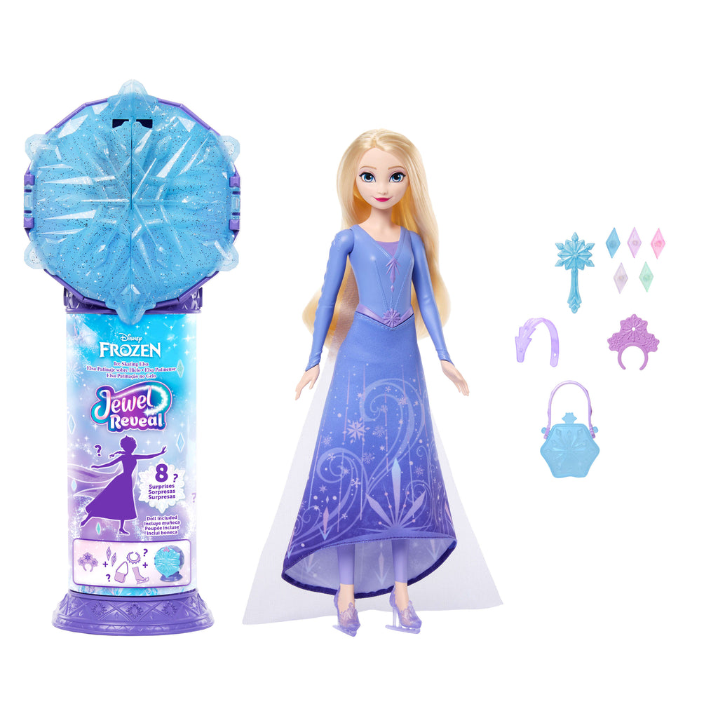 Disney Karlar Ülkesi Sürpriz Takılar Buz Patencisi Elsa bebek ve değerli taş kutusu dahil 8 sürpriz aksesuar