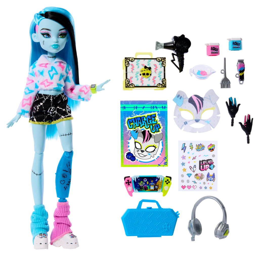 13 gerçekçi aksesuar ile Monster High Güzellik Sırları Frankie Stein bebek