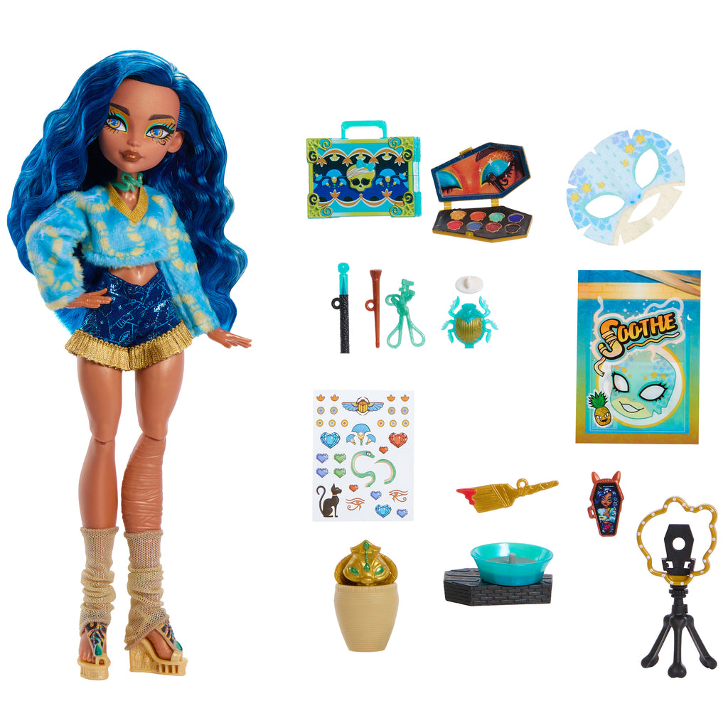 13 gerçekçi aksesuarı ile Monster High Güzellik Sırları Cleo De Nile bebek