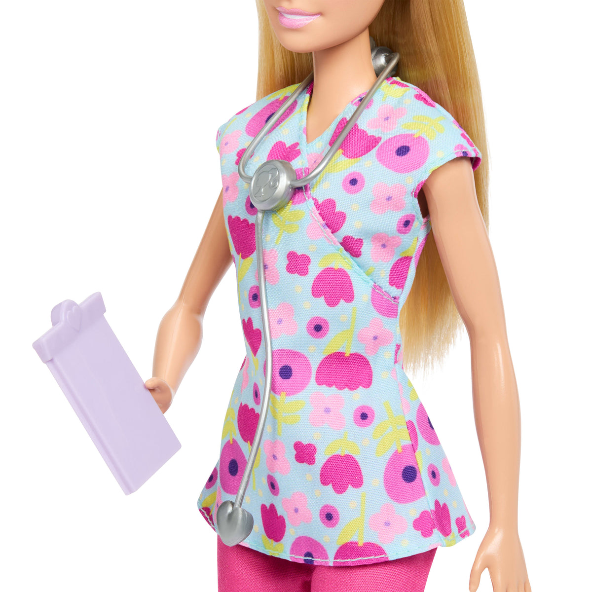Barbie Kariyer Bebekleri çocuk doktoru oyun seti ve sarışın bebek, 2 bebek figürü, muayene masası ve aksesuarlar