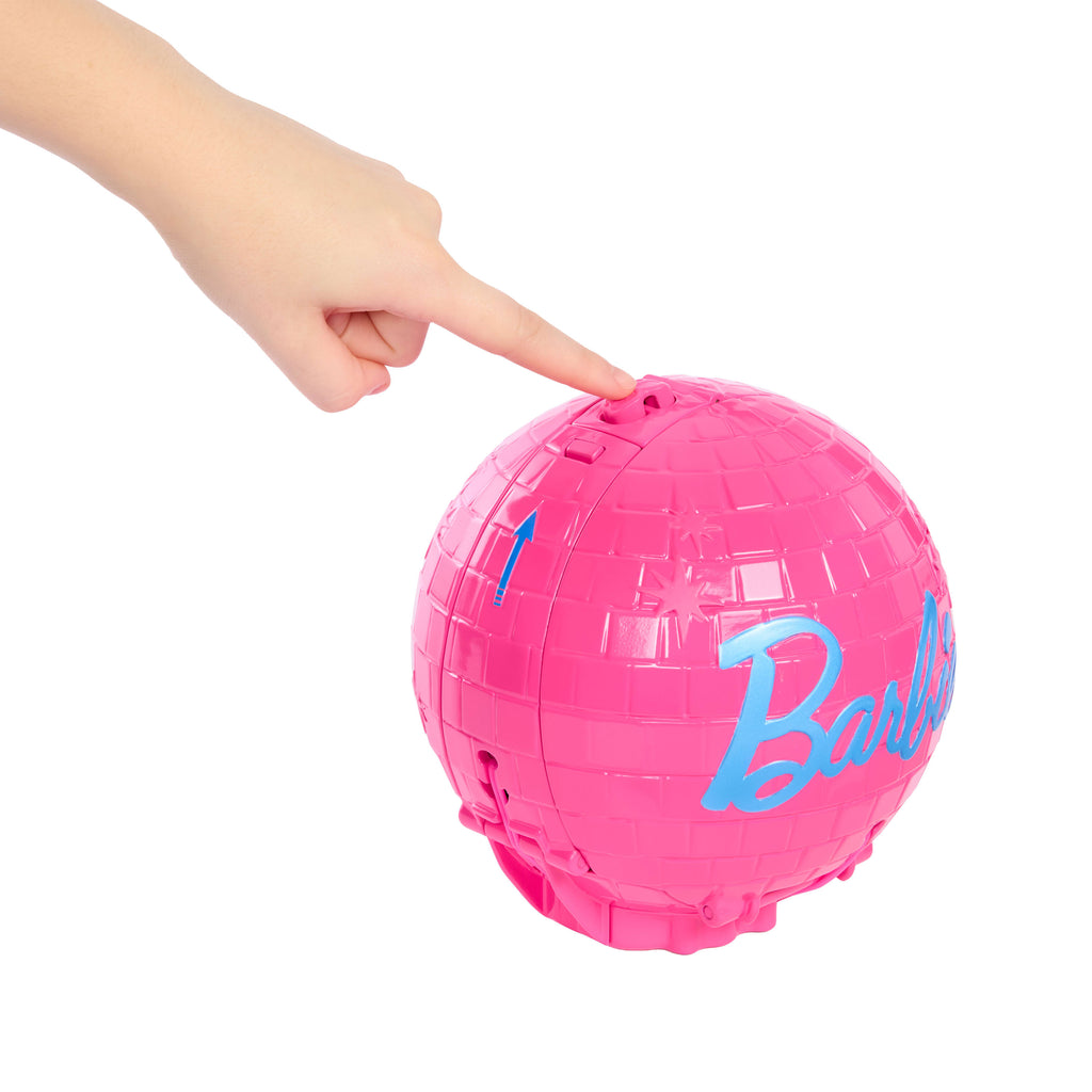 Barbie Team Barbie Roll &amp; Reveal Pop Yıldızı bebek ve aksesuarları, sarışın bebek, 8 sürpriz ve disko topu kılıfı