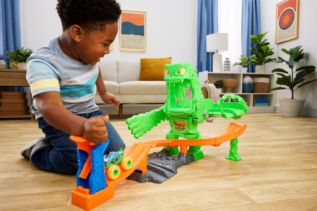 Hot Wheels Monster Trucks Mutant Canavarla Mücadele oyun seti, oyuncak kamyon ve Slime™
