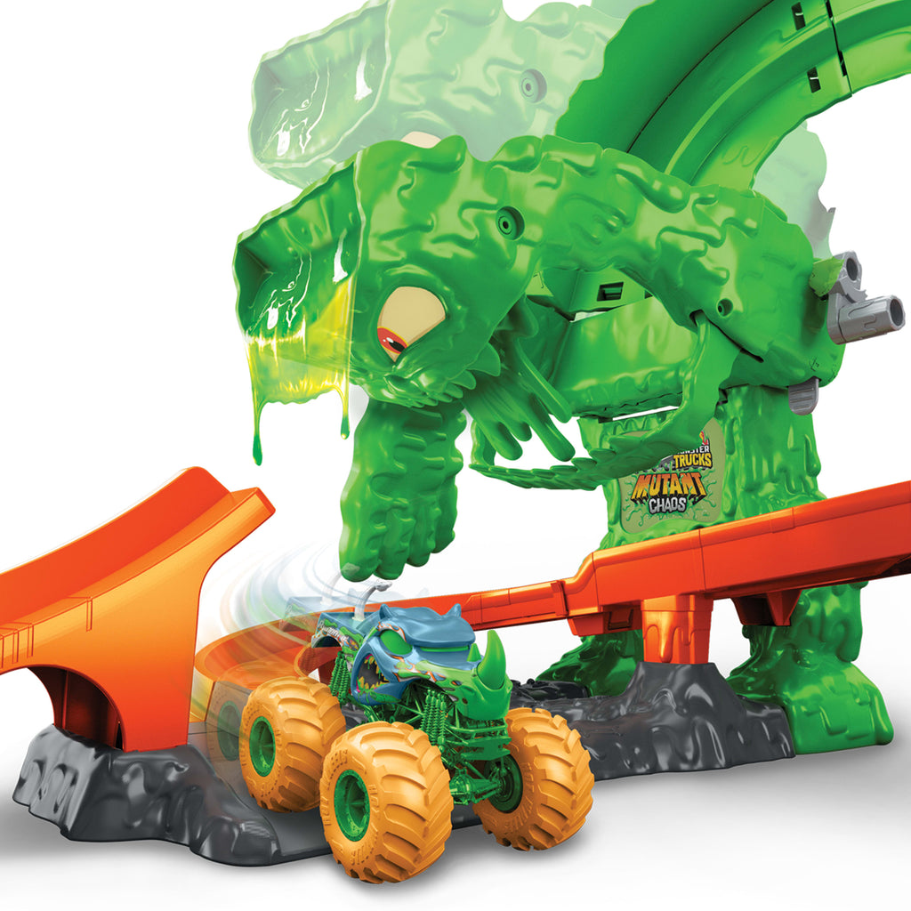 Hot Wheels Monster Trucks Mutant Canavarla Mücadele oyun seti, oyuncak kamyon ve Slime™