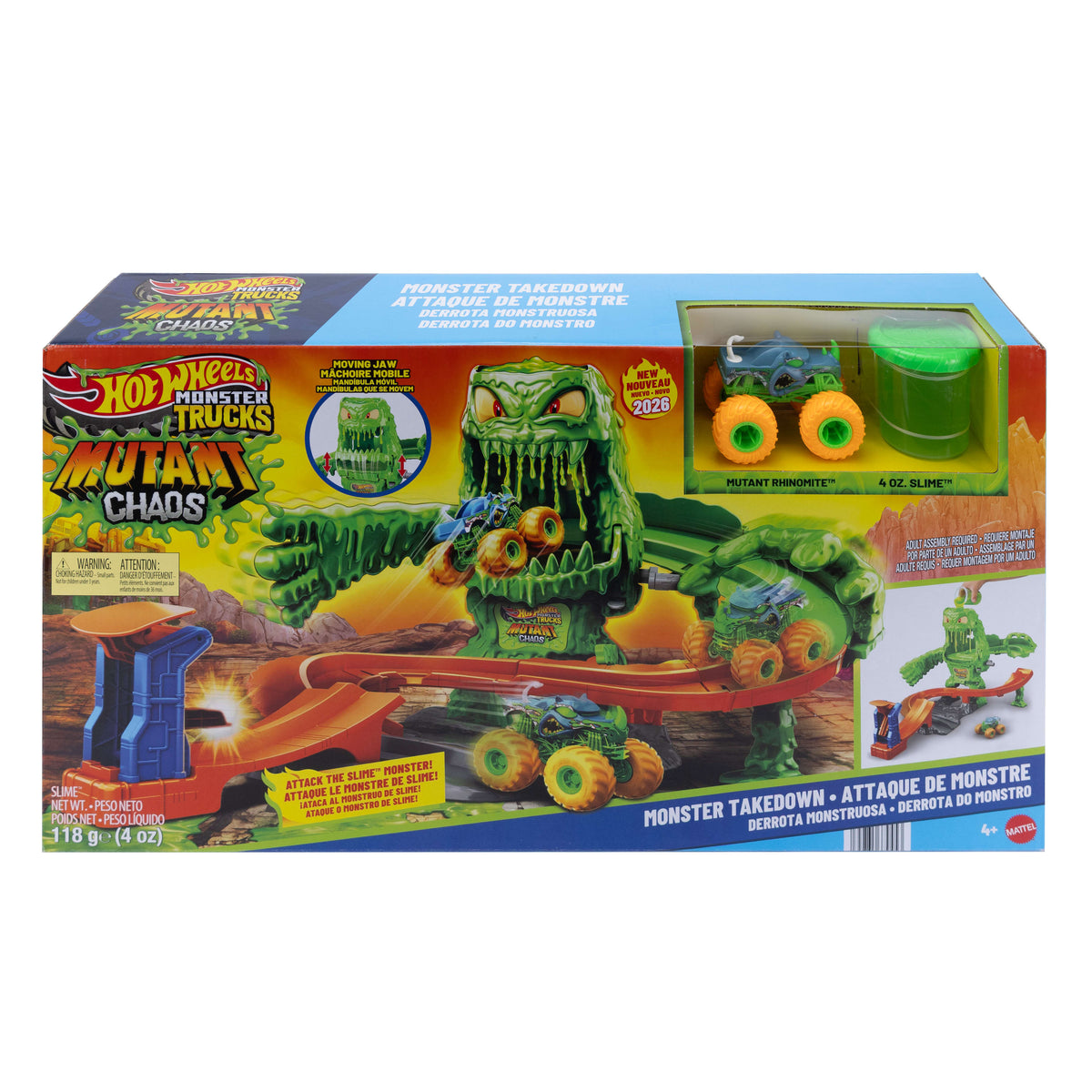 Hot Wheels Monster Trucks Mutant Canavarla Mücadele oyun seti, oyuncak kamyon ve Slime™
