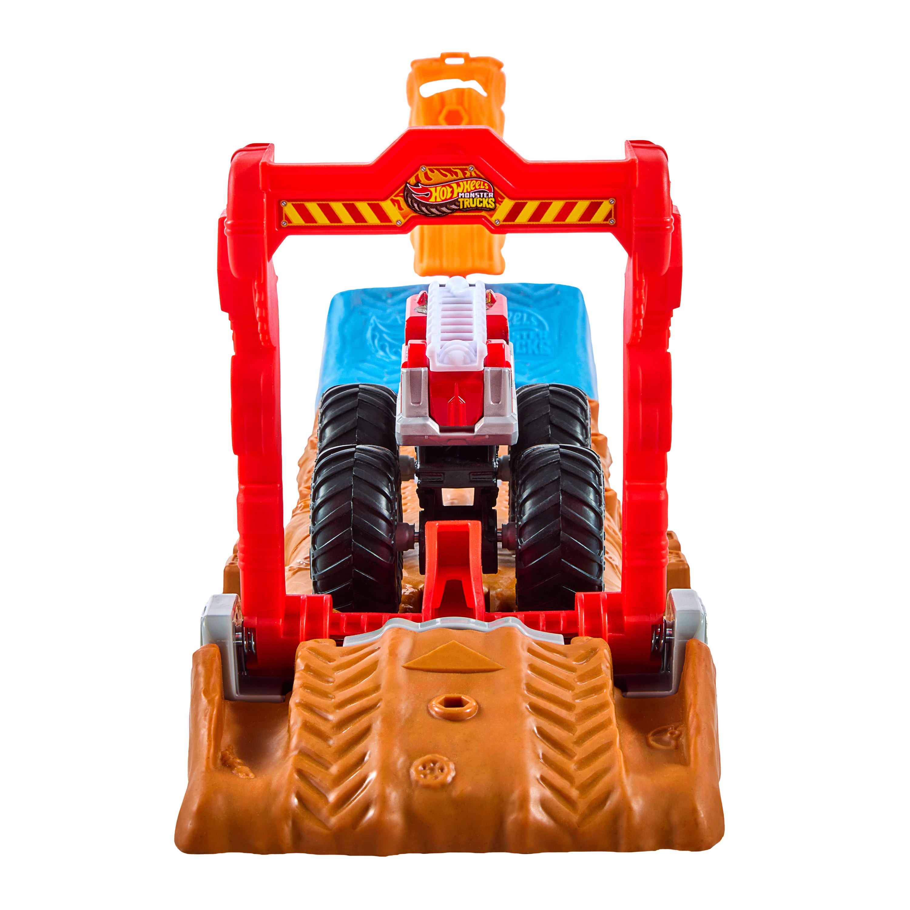 2 oyuncak kamyon ve 2 ezilmiş araba ile 121 cm'lik Hot Wheels Monster Trucks Çift Arazili Yarış Pisti