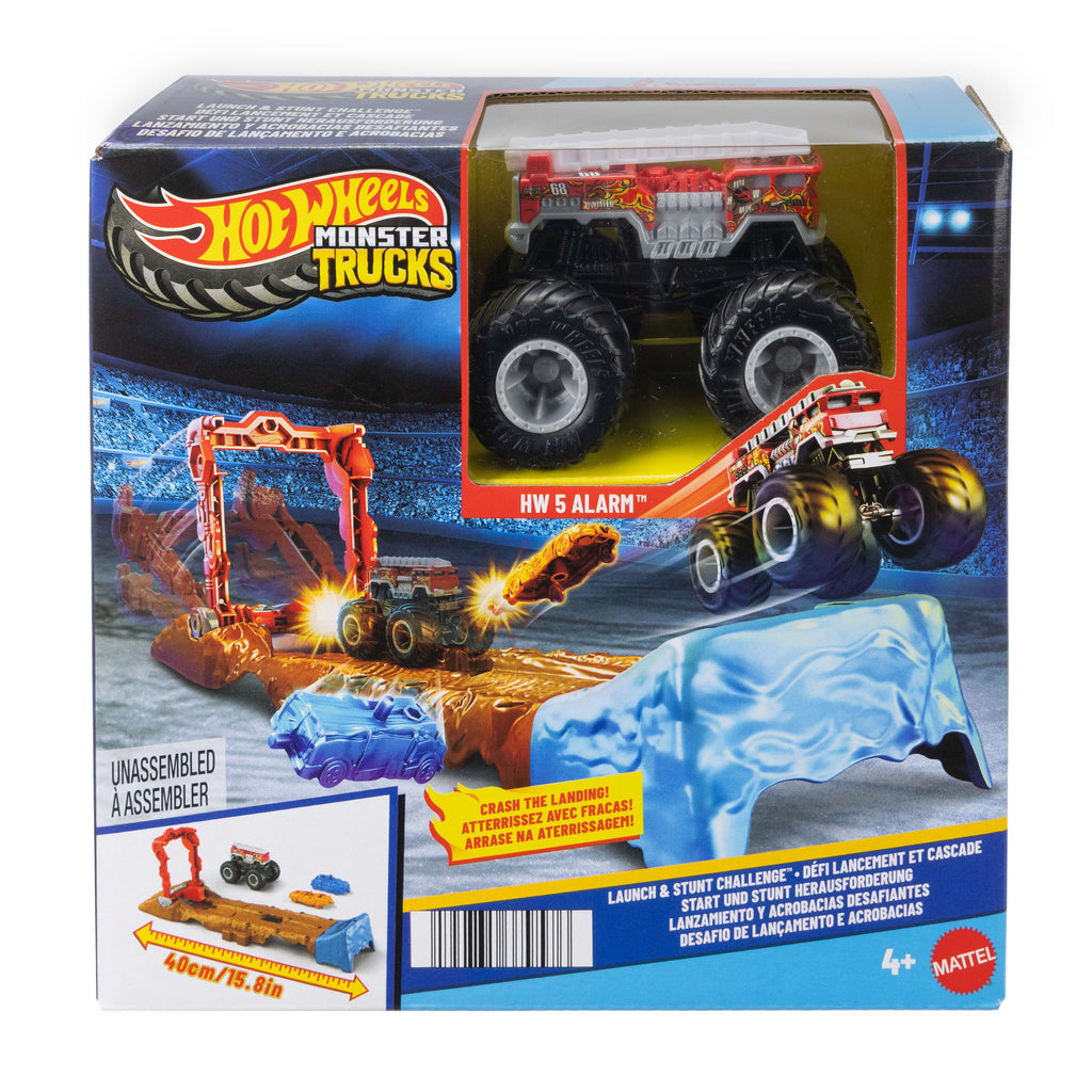 2 oyuncak kamyon ve 2 ezilmiş araba ile 121 cm'lik Hot Wheels Monster Trucks Çift Arazili Yarış Pisti