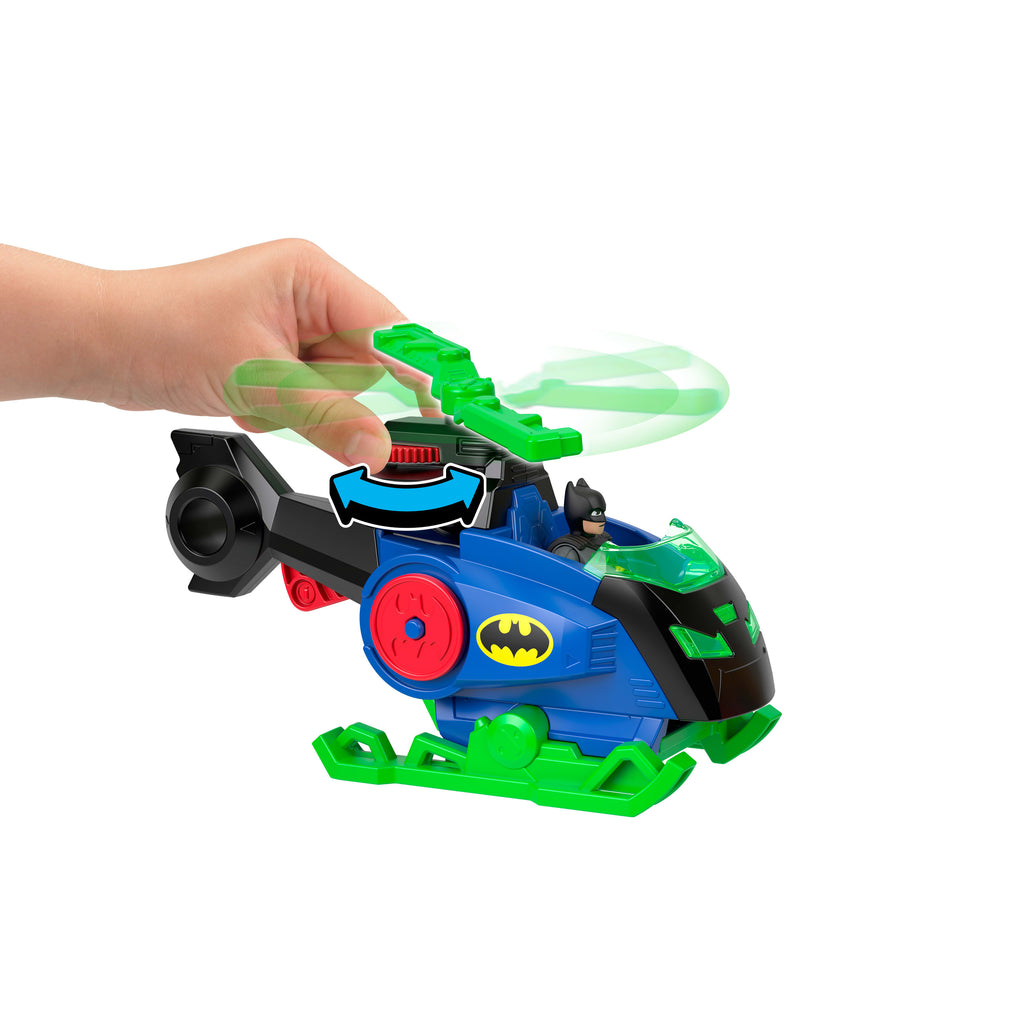 Imaginext DC Super Friends Batcopter ve Man-Bat oyun seti, Batman, Man-Bat, fırlatılabilir disk (Stiller çeşitlilik gösterebilir)