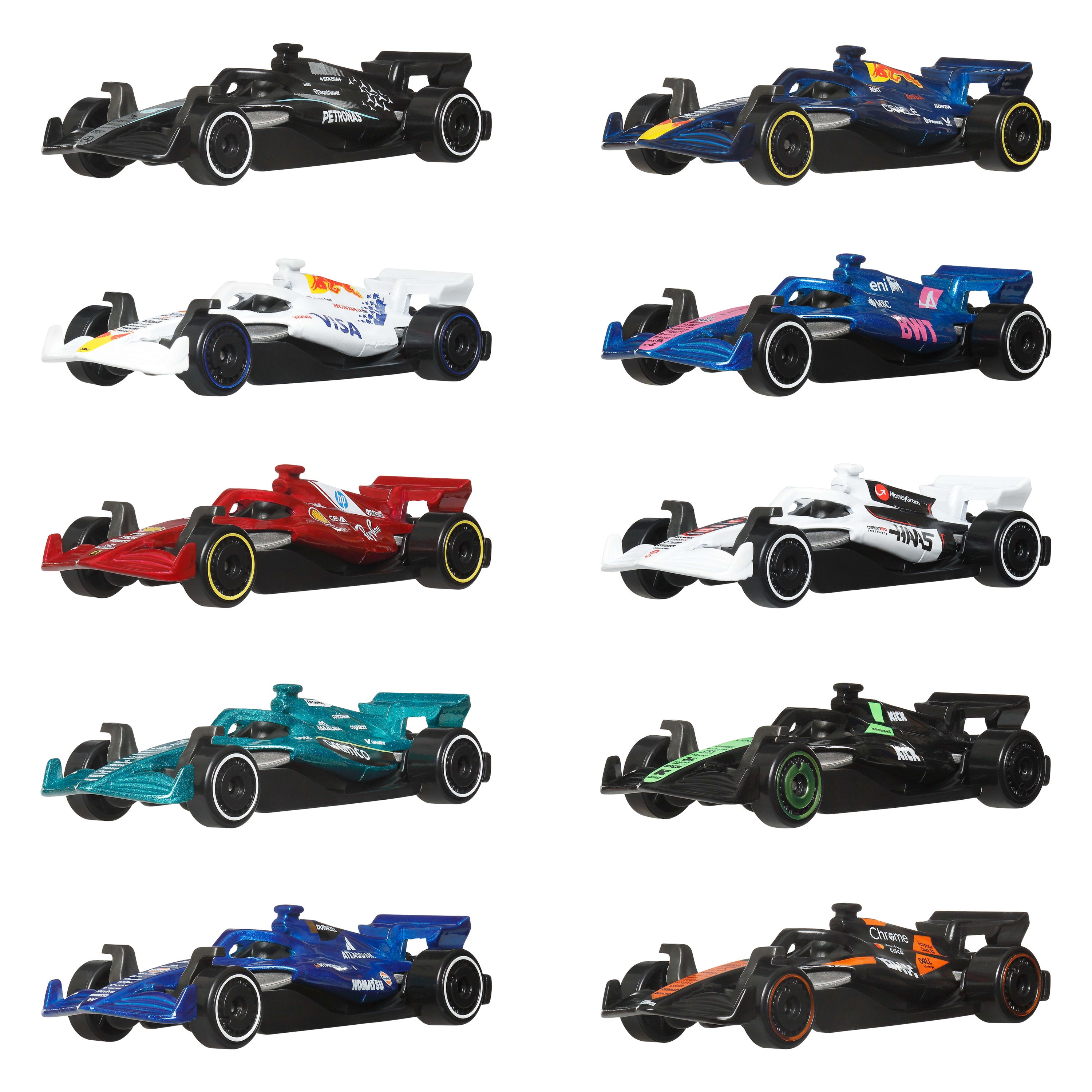 Hot Wheels Formula 1 10'lu Metal Araba Seti - 2025 Sezonu F1 Takımları 1:64 Ölçek