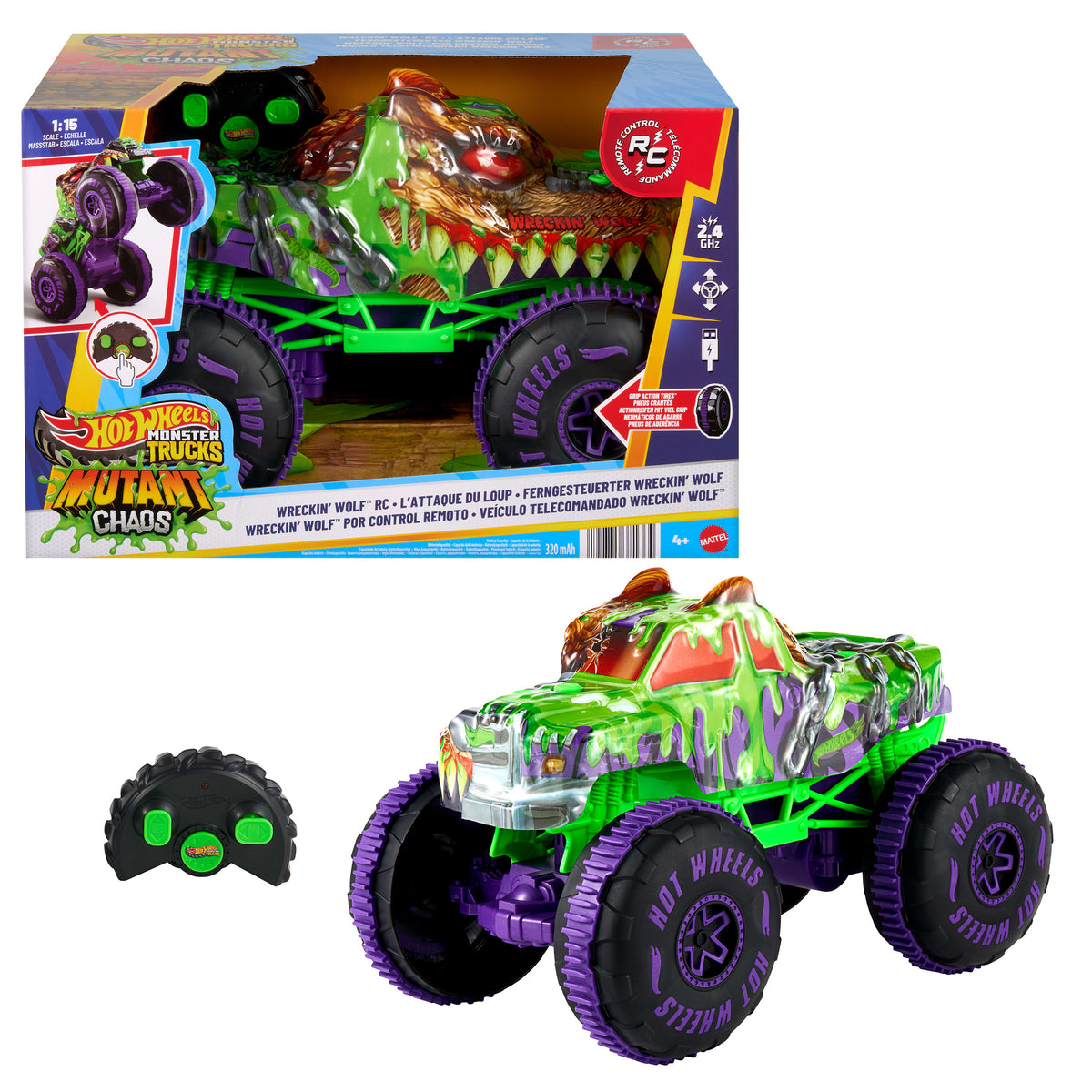 Hot Wheels Monster Trucks Wreckin' Wolf Uzaktan Kumandalı Araç (RC)
