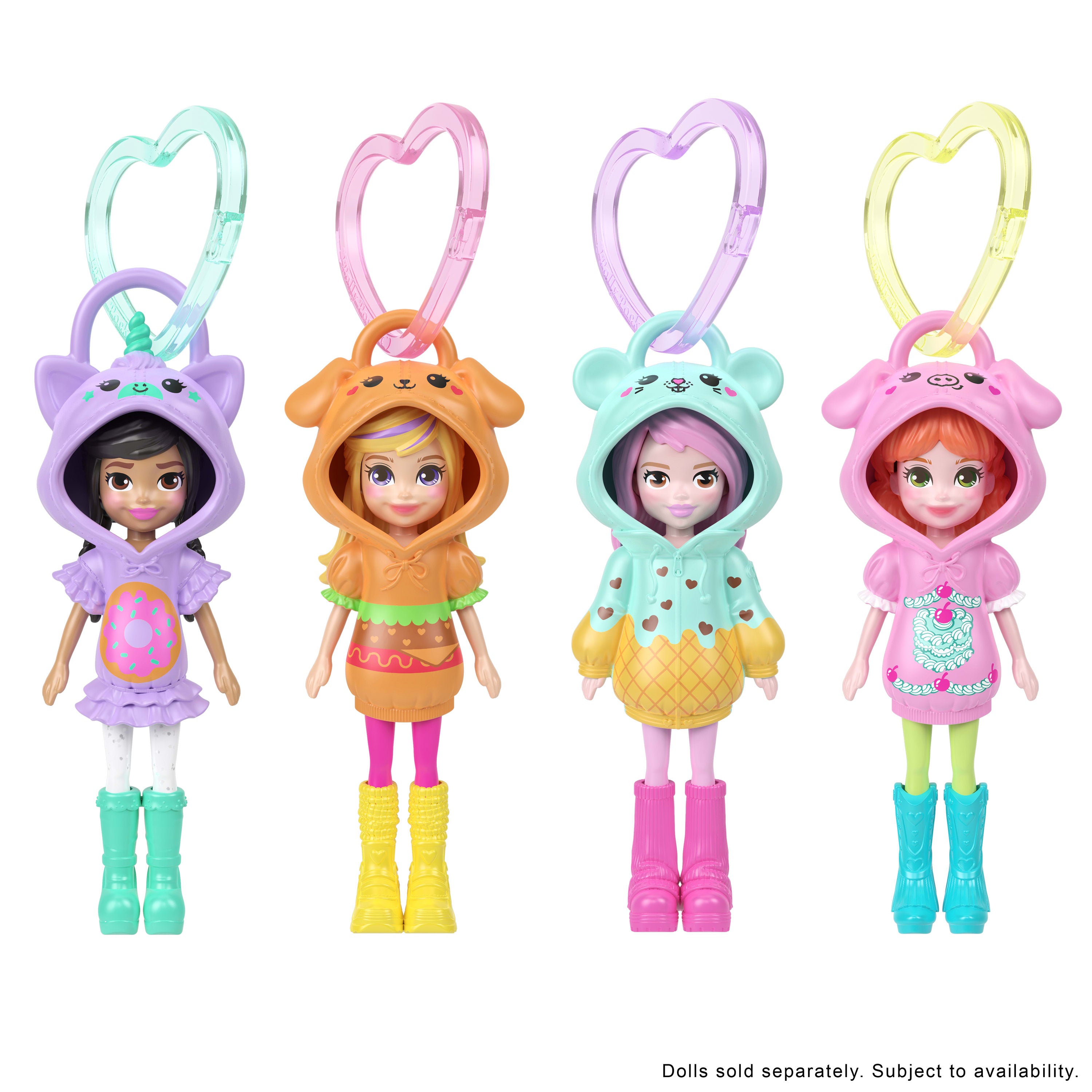 7,5 cm'lik Polly Pocket bebek, anahtarlık ve moda aksesuarları, seyahat oyuncakları