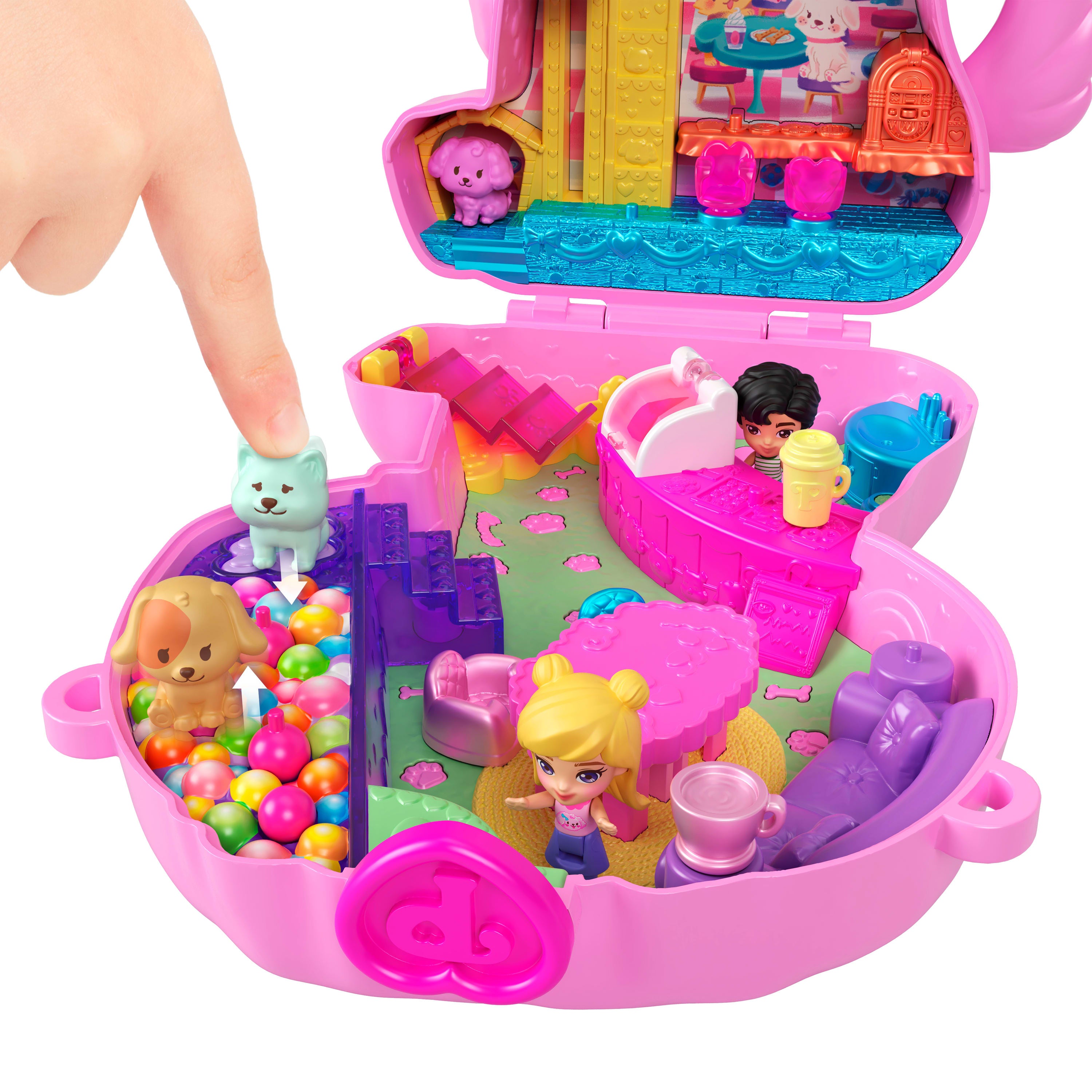 Polly Pocket Köpek Kafe Çanta Oyun Seti (2 Bebek, 7 Aksesuar)