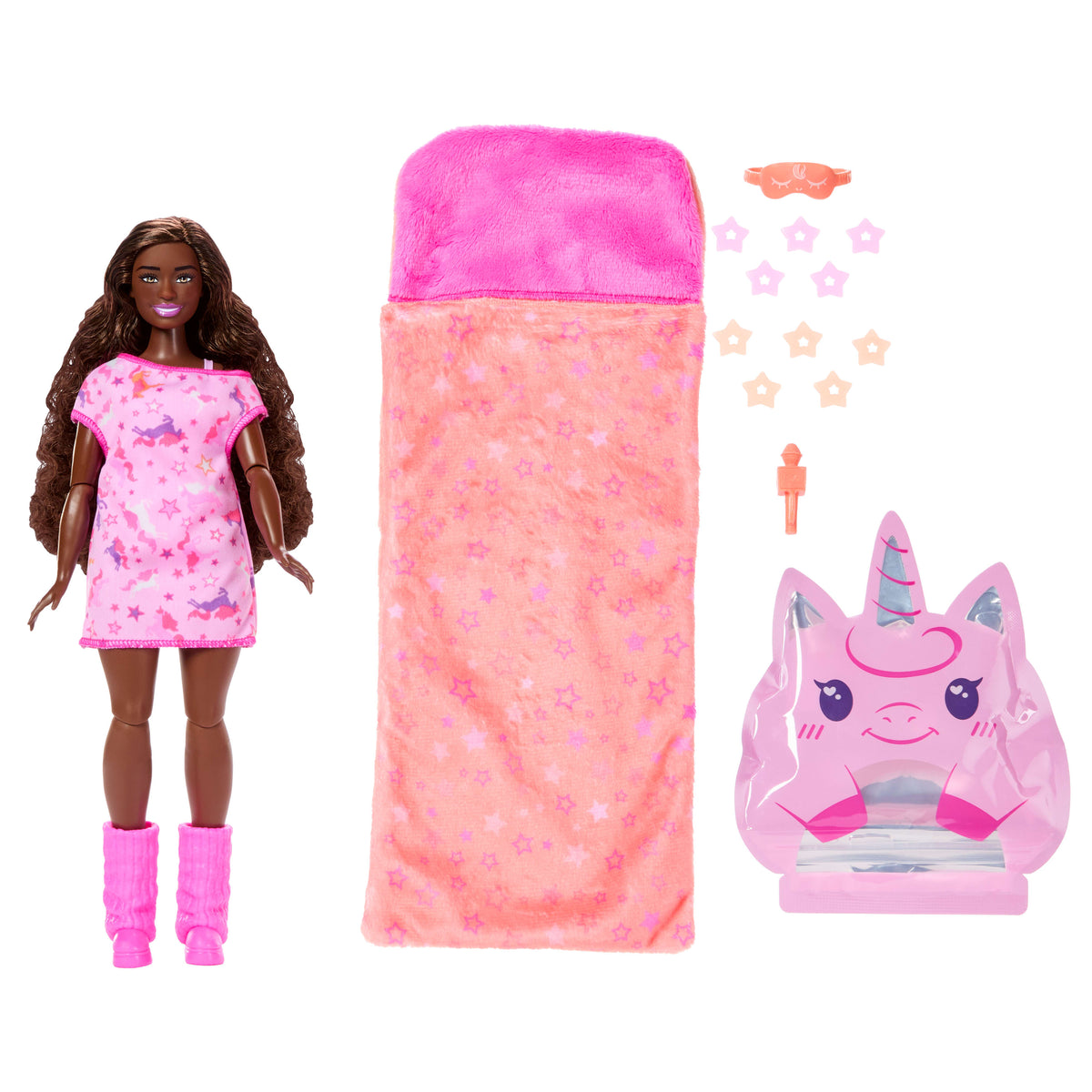 Barbie Parti Sürprizi Pijama Partisi Bebeği (7 Sürpriz)