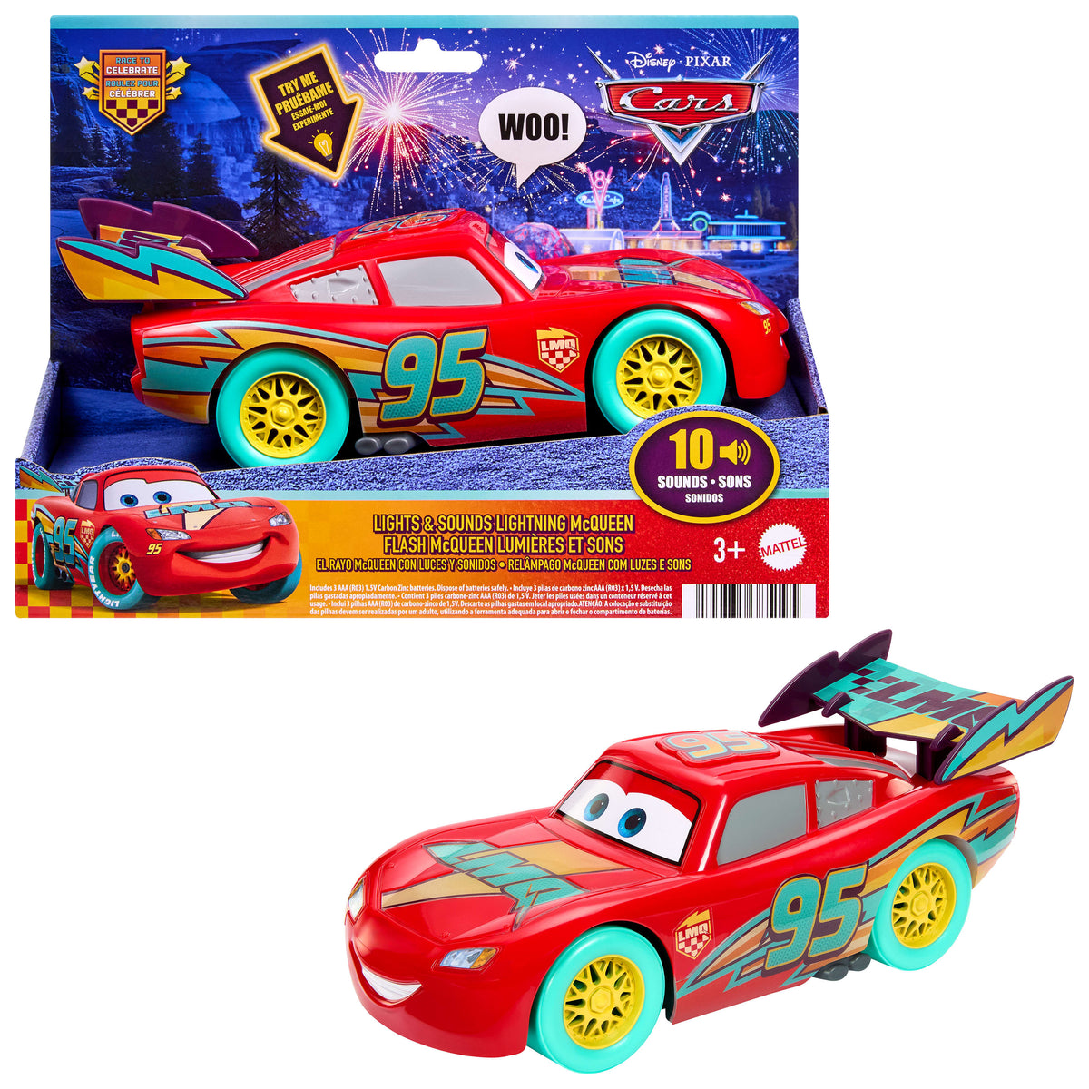 Disney ve Pixar Cars Kutlama Yarışı, ışıklı ve sesli Şimşek McQueen, büyük ölçekli oyuncak araç
