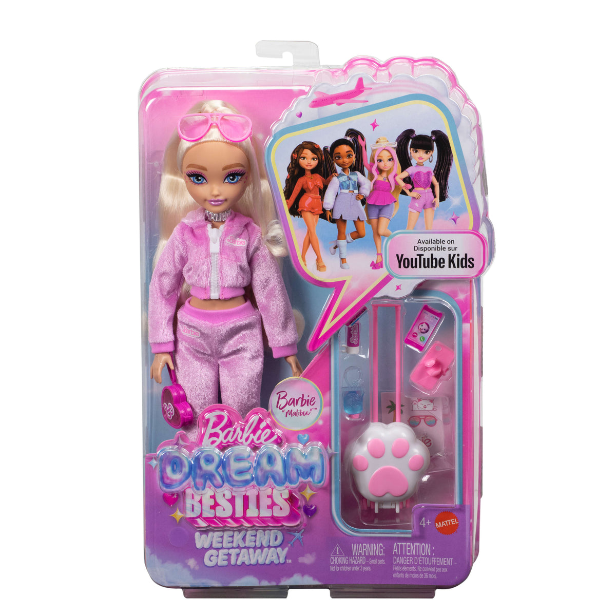 Barbie Dream Besties Hafta Sonu Tatili Malibu bebek ve seyahat temalı 7 aksesuar