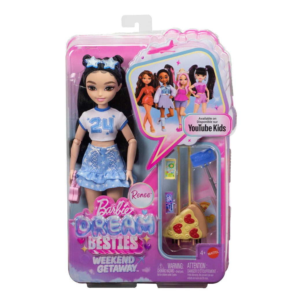 Barbie Dream Besties Hafta Sonu Tatili Renee bebek ve seyahat temalı 7 aksesuar