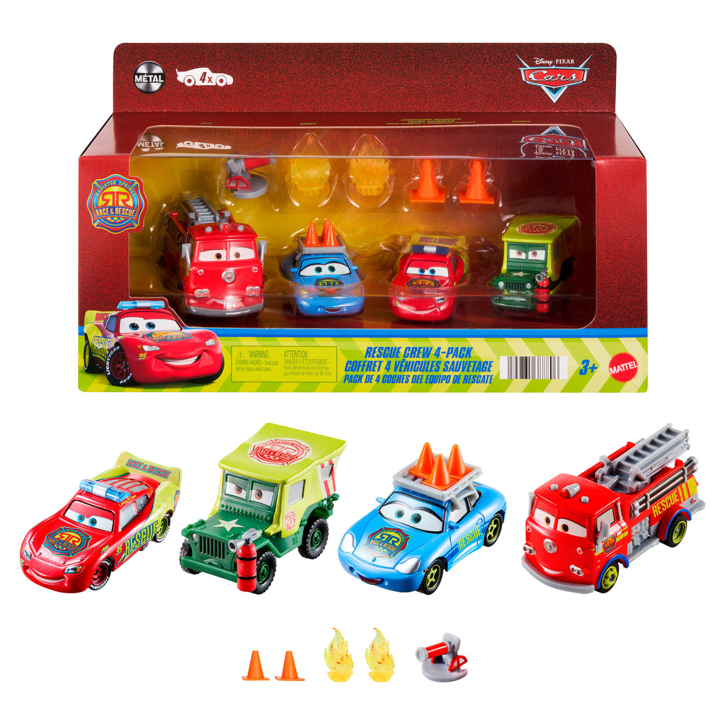 Disney ve Pixar Arabalar Race & Rescue Crew 4'lü Die-Cast Set