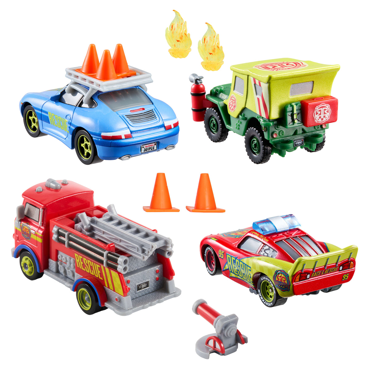 Disney ve Pixar Arabalar Race & Rescue Crew 4'lü Die-Cast Set