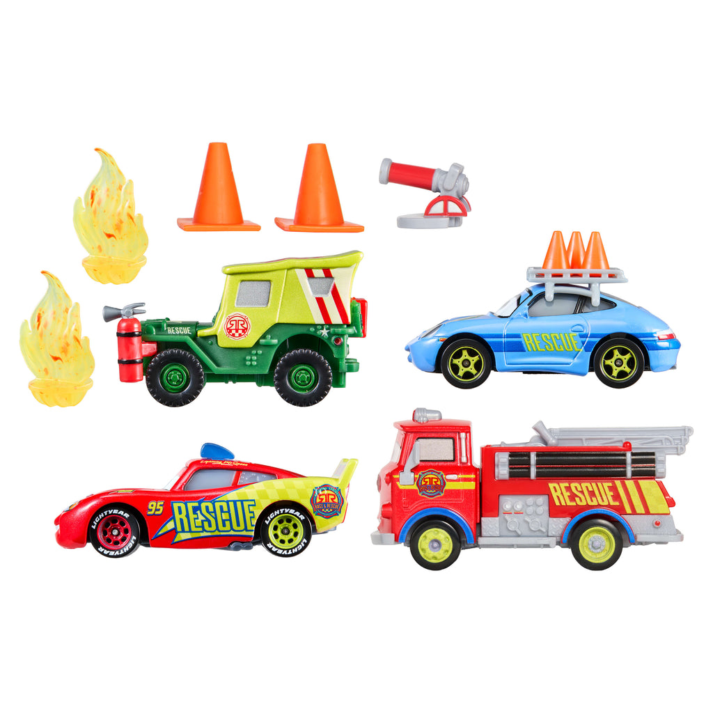 Disney ve Pixar Arabalar Race & Rescue Crew 4'lü Die-Cast Set