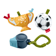 Keyifli Aktiviteler Minik Golcüler hediye seti, futbol temalı 3 parça bebek çıngırak ve dişlik oyuncakları