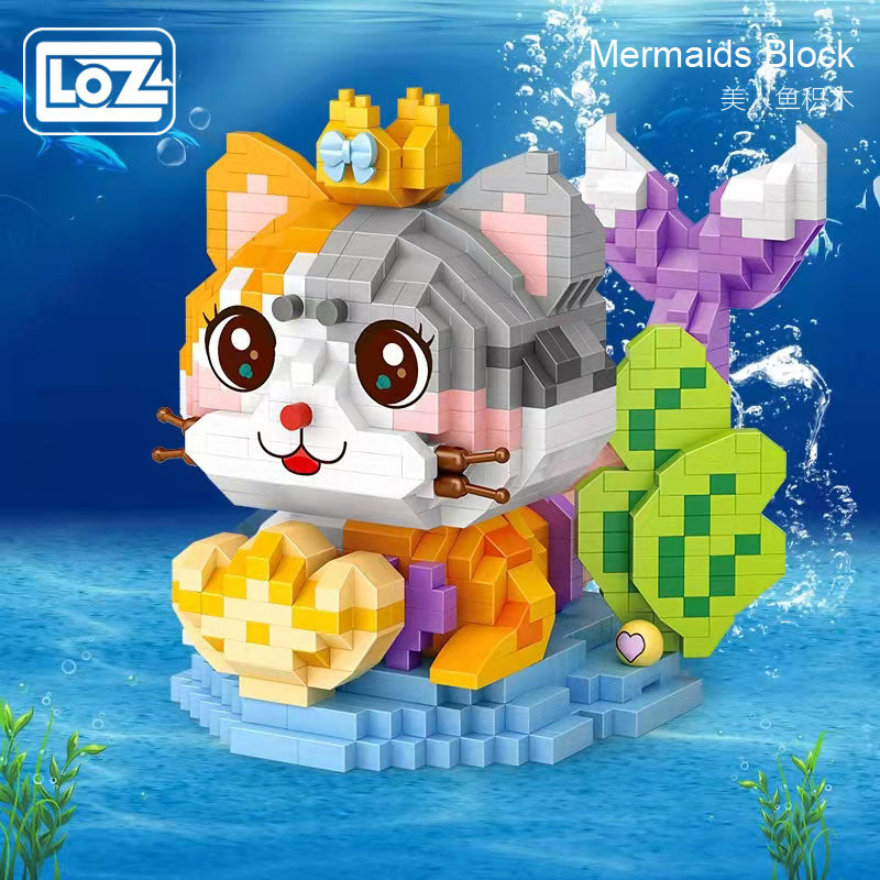 LOZ Taç Takmış Deniz Kızı Kedi Mikro Yapı Blokları Seti - Önden Görünüm