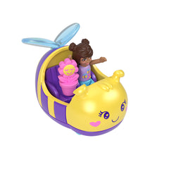 Polly Pocket Muhteşem Araçlar Arı Arabası, Mini Bebek, Çiçek Aksesuarı ve Metal Araç