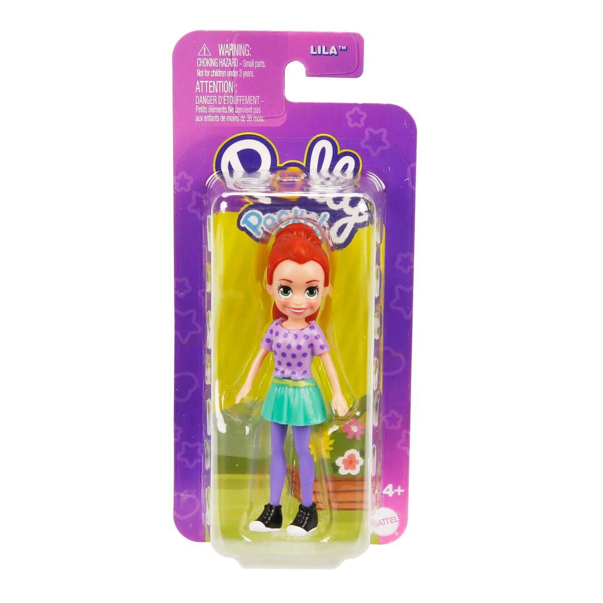 Polly Pocket Tekli Mini Bebek - Lila (Mor Puantiyeli Üst, Teal Etek)